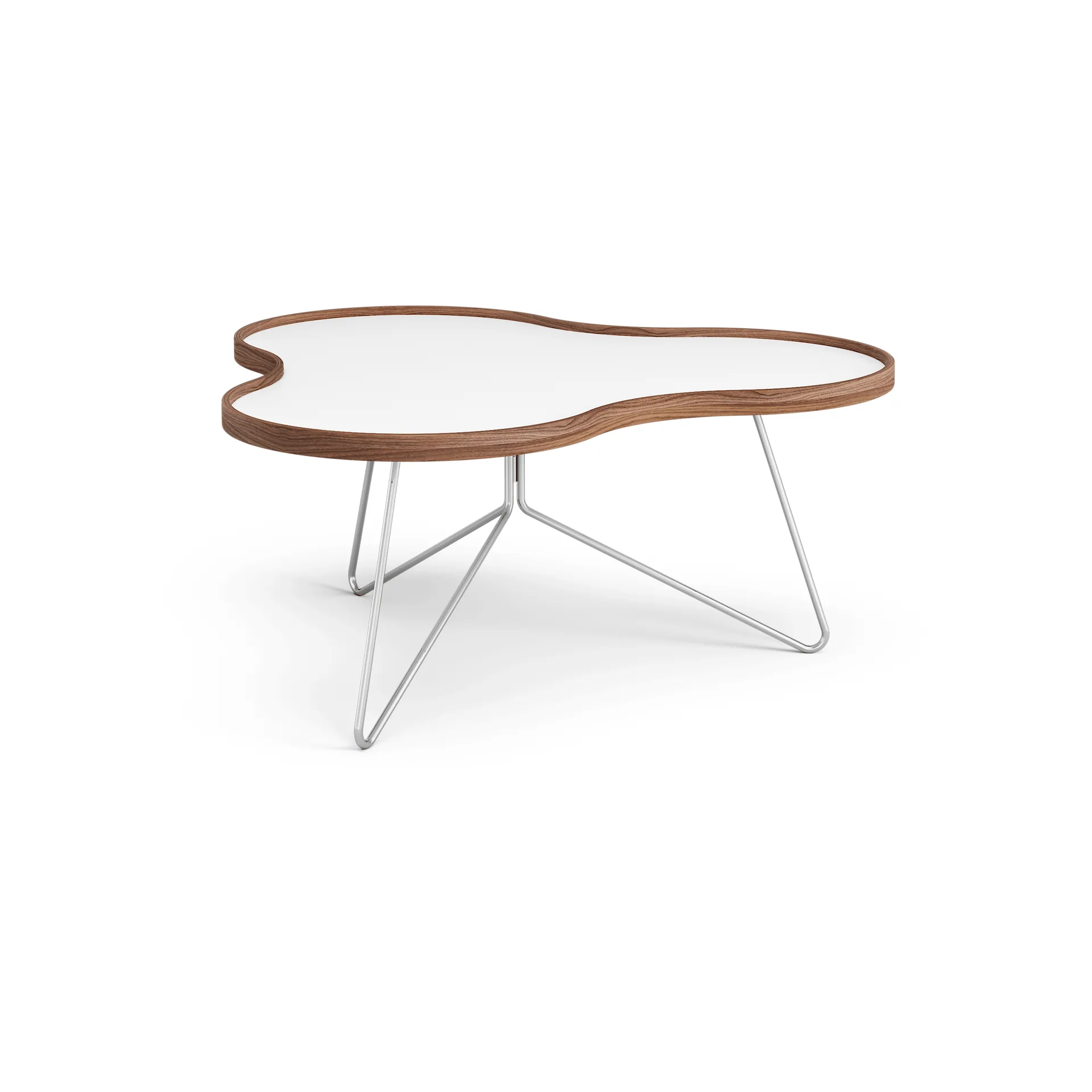 Stół Flower 84x90 cm, W39cm-bialy-orzech-chrom Swedese