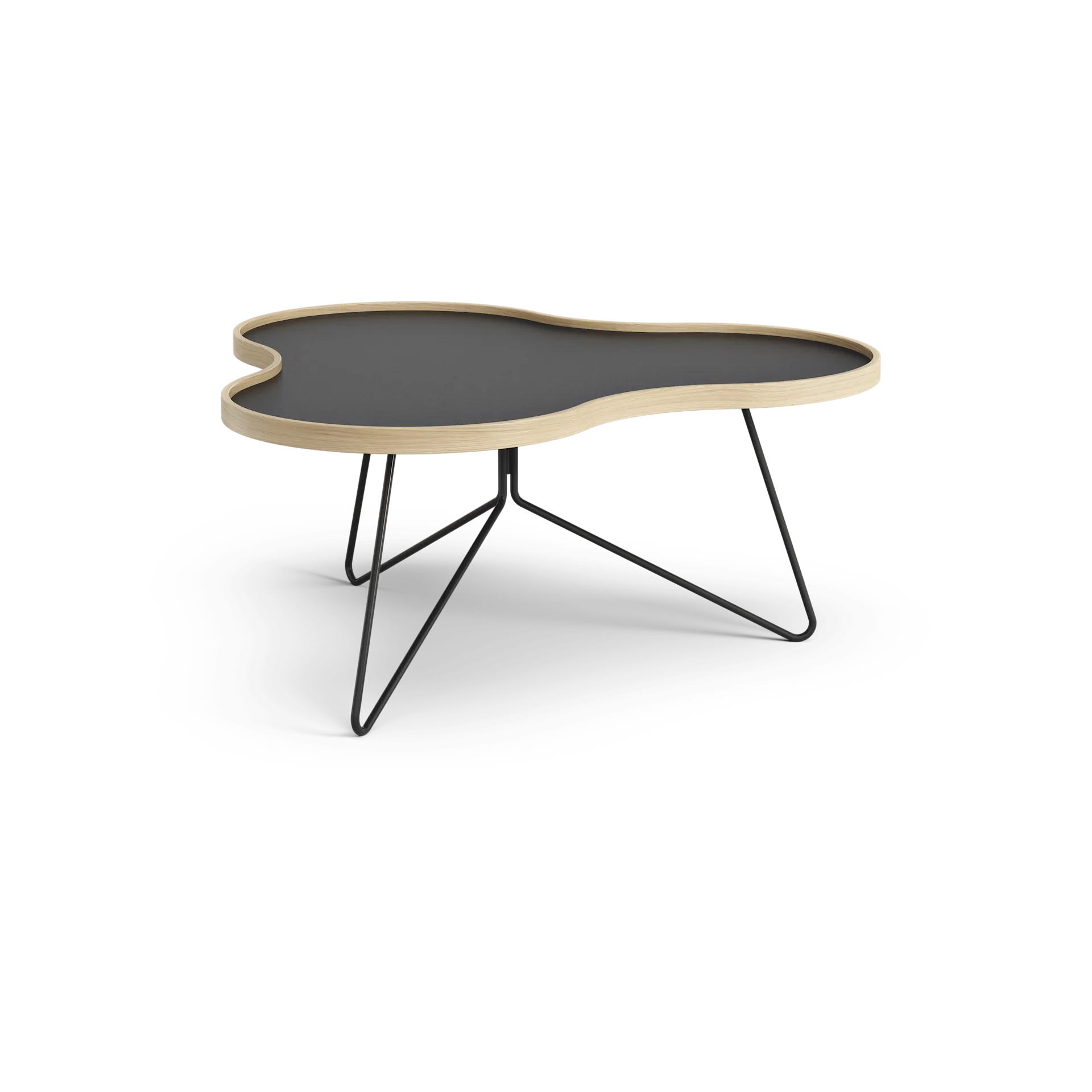 Stół Flower 84x90 cm, W39cm-czarno-dąb-czarny stojak Swedese