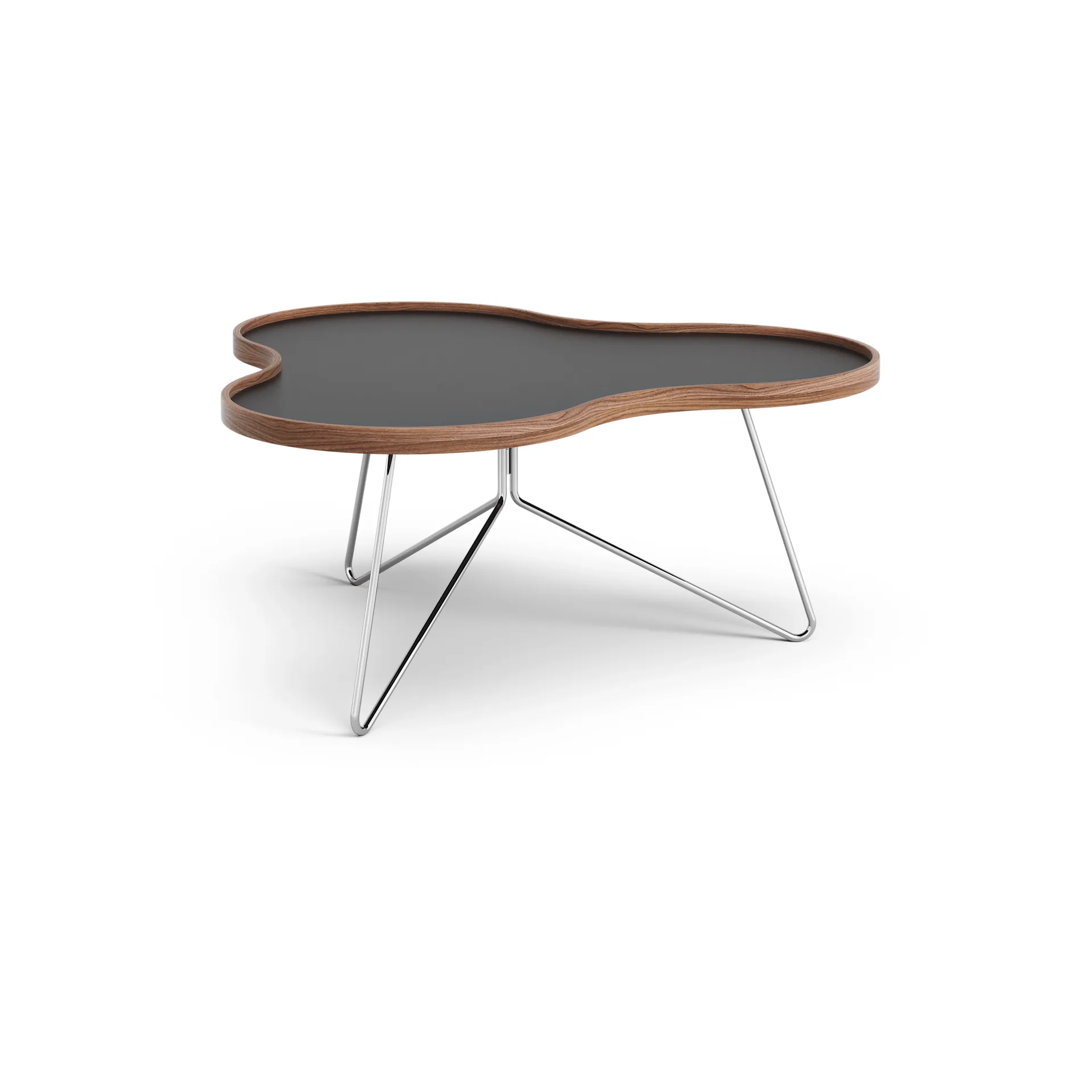 Stół Flower 84x90 cm, W39cm-czarny-orzech-chrom Swedese