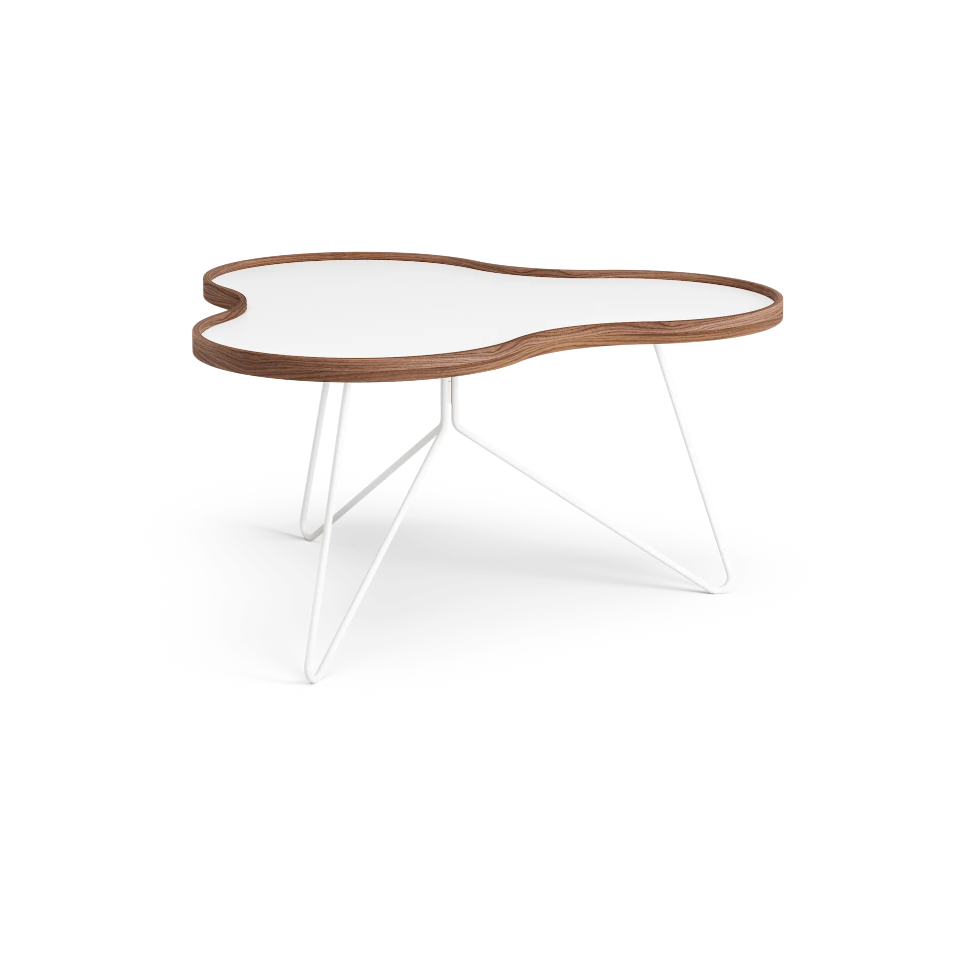 Stół Flower 84x90 cm, W45cm-biały-orzech-biały stojak Swedese