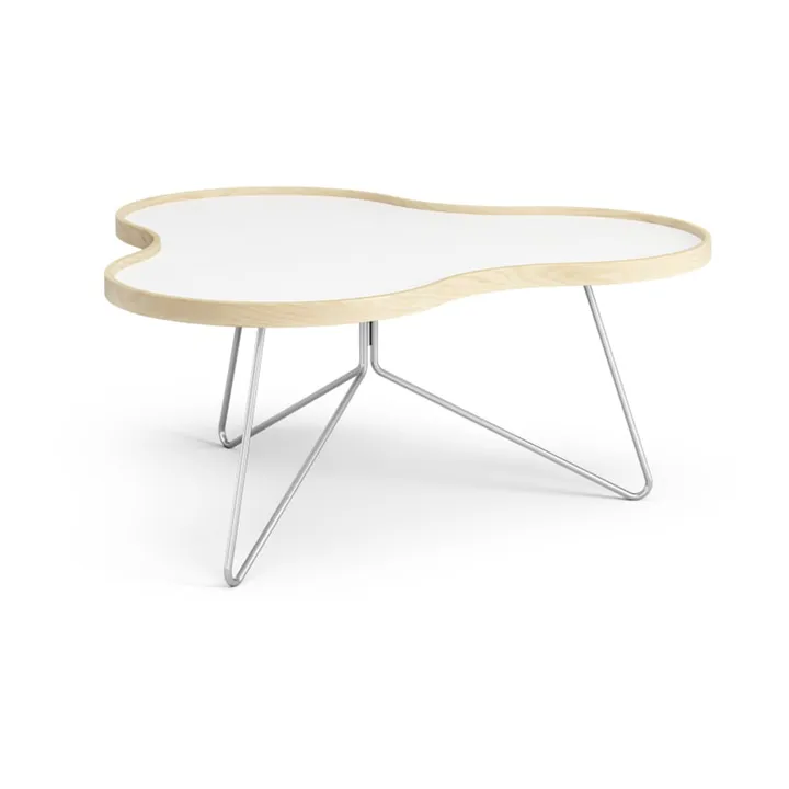 Stół Flower 84x90 cm - Wys. 39 cm-biały-brzoza-chrom - Swedese