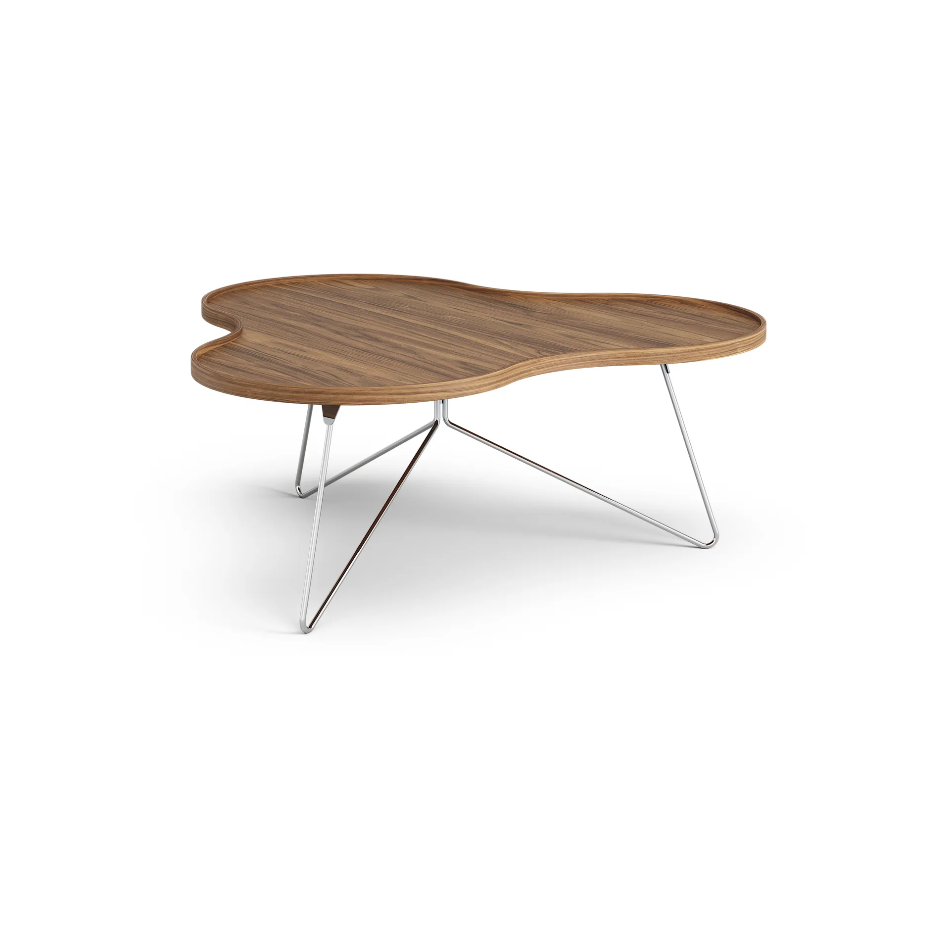 Stół Flower Mono, edycja specjalna, 107x114 cm, H45 cm - lakierowany orzech - chromowana stal Swedese