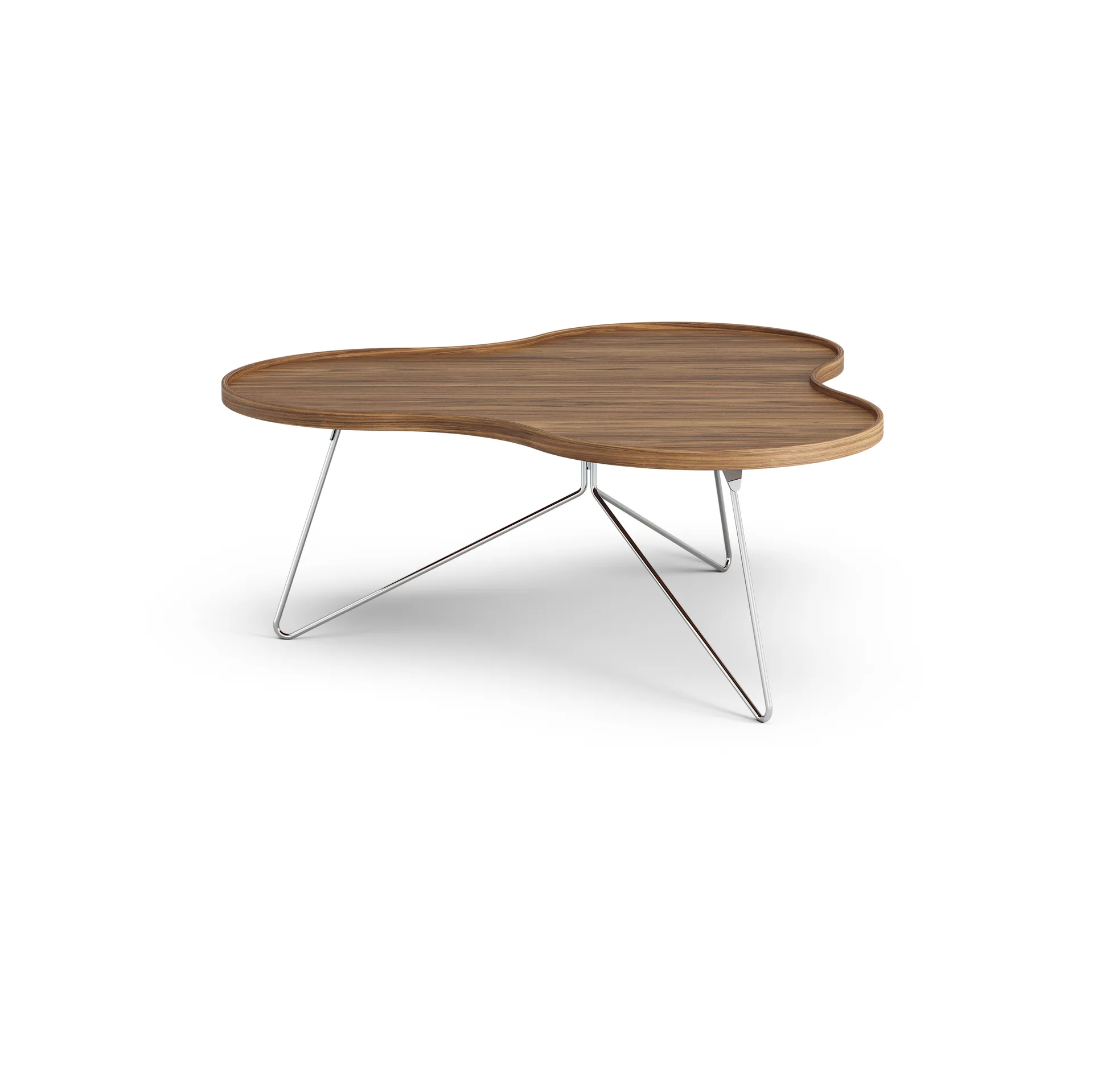 Stół Flower Mono, edycja specjalna, 107x114 cm, H45 cm - lakierowany orzech - chromowana stal Swedese