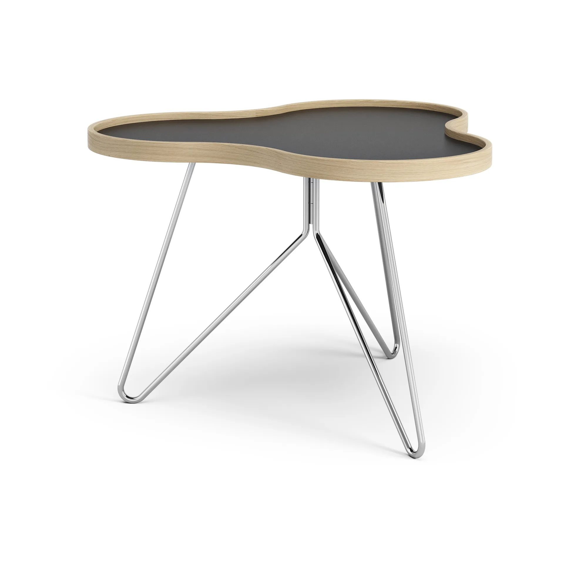 Stolik Flower 62x66 cm, W45 cm, Czarny-dąb-chrom Swedese