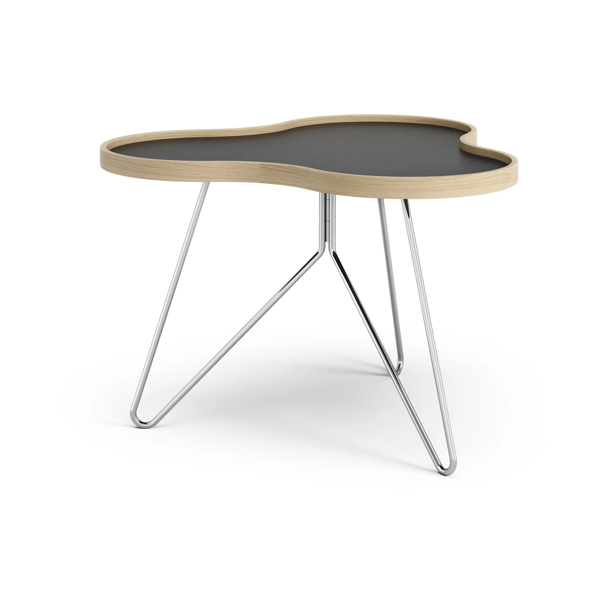 Stolik Flower 62x66 cm, W45 cm, Czarny-dąb-chrom Swedese