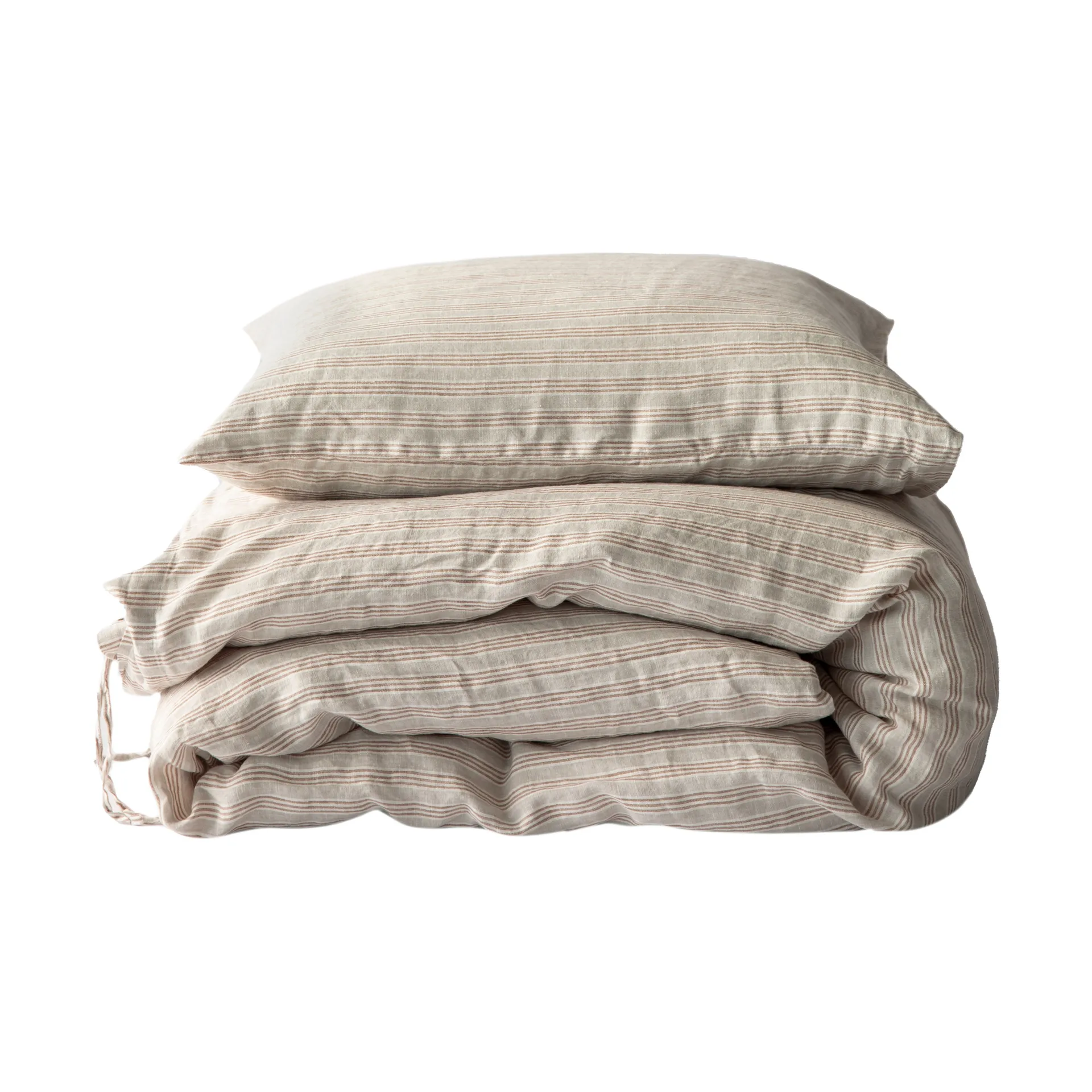 Lniana poszwa na kołdrę 150x200 cm, Orzechowy pasek Tell Me More