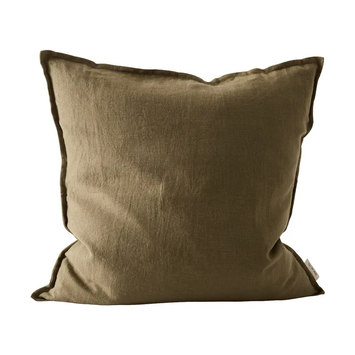 Poszewka na poduszkę Washed linen 50x50 cm - Dark olive green - Tell Me More