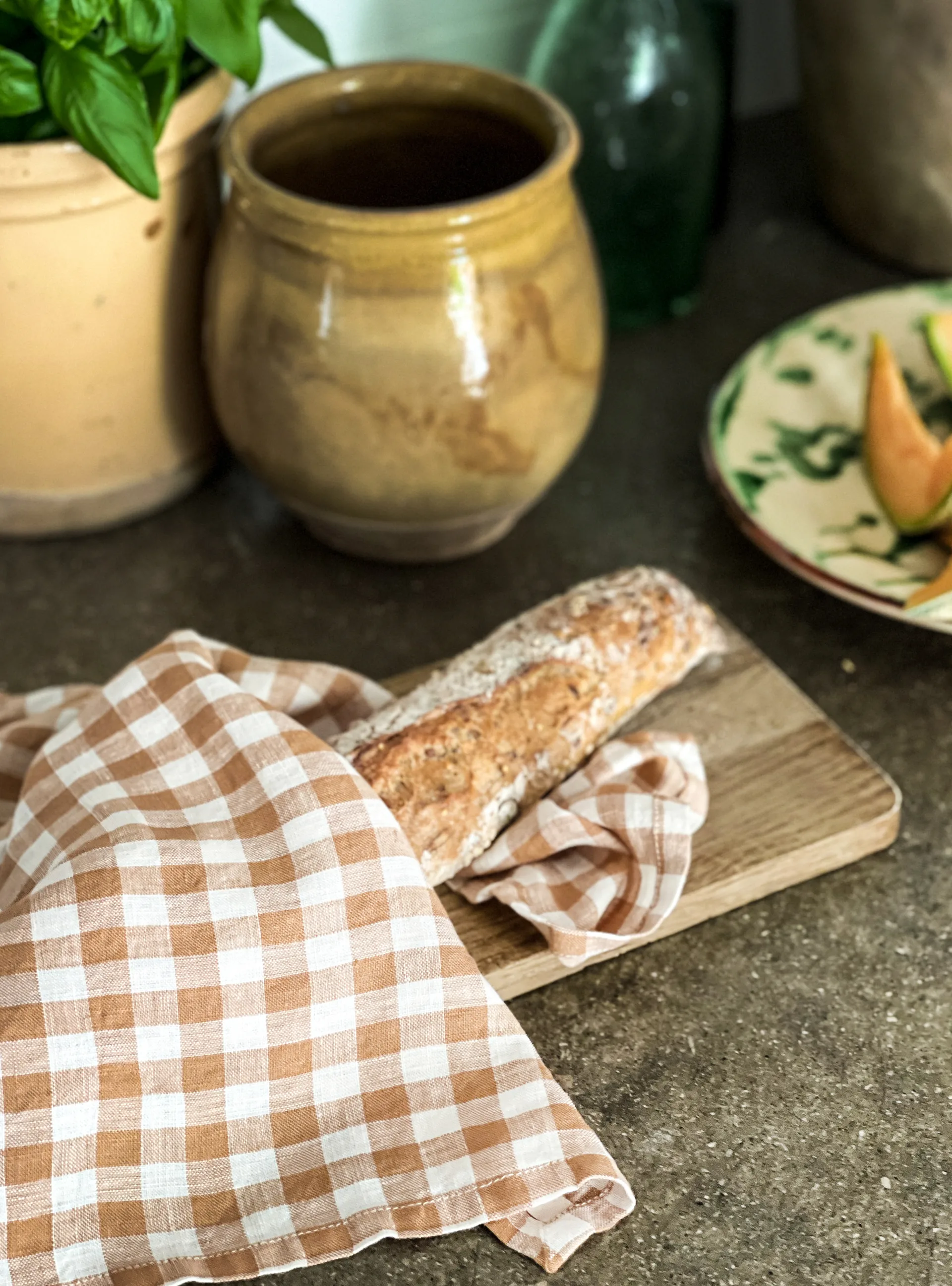 Ręcznik kuchenny w kratę Gingham 70x50 cm, Biscuit Tell Me More