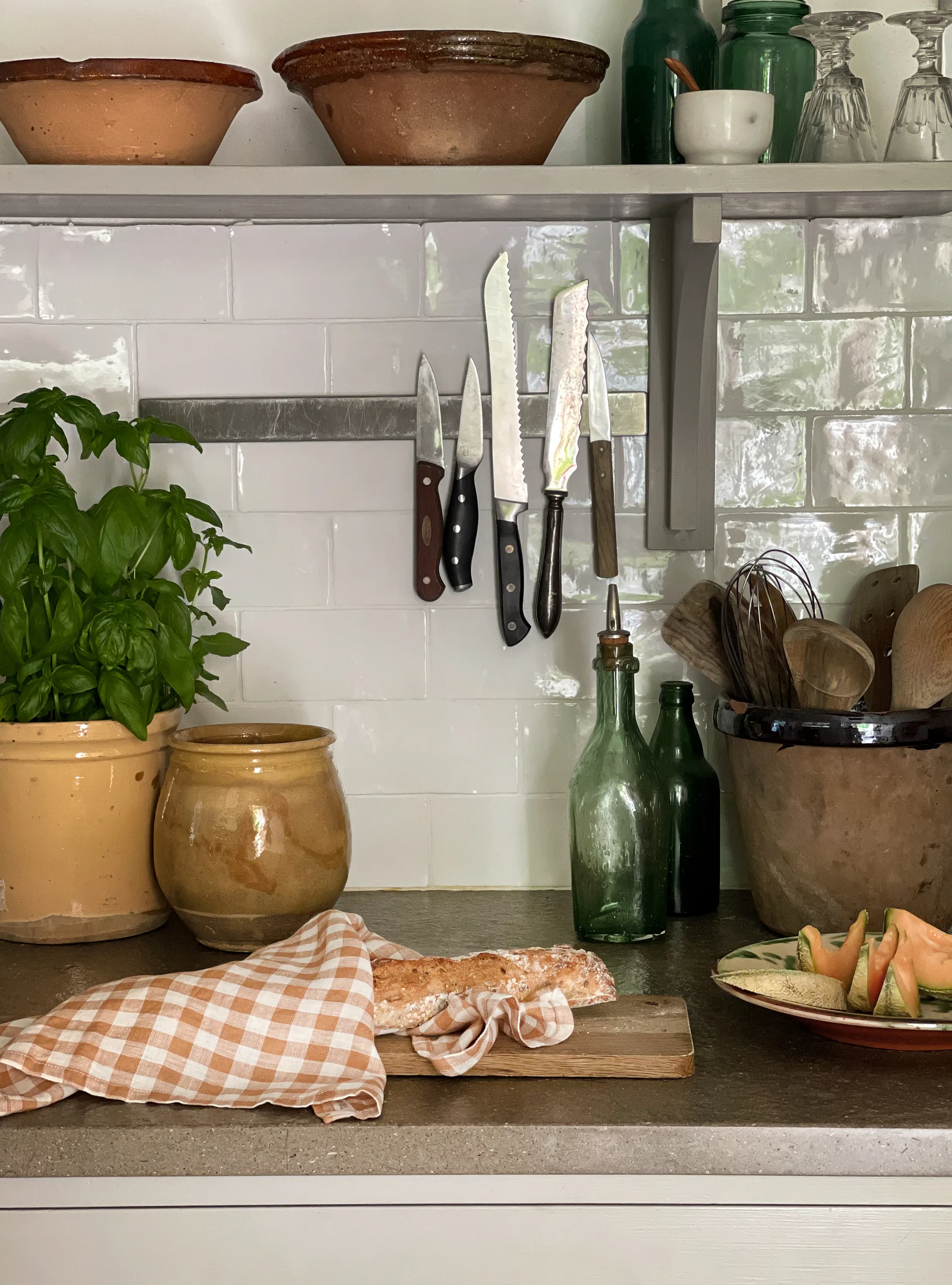 Ręcznik kuchenny w kratę Gingham 70x50 cm, Biscuit Tell Me More