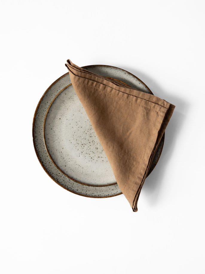 Serwetka z tkaniny Washed linen 45x45 cm, Orzech laskowy Tell Me More