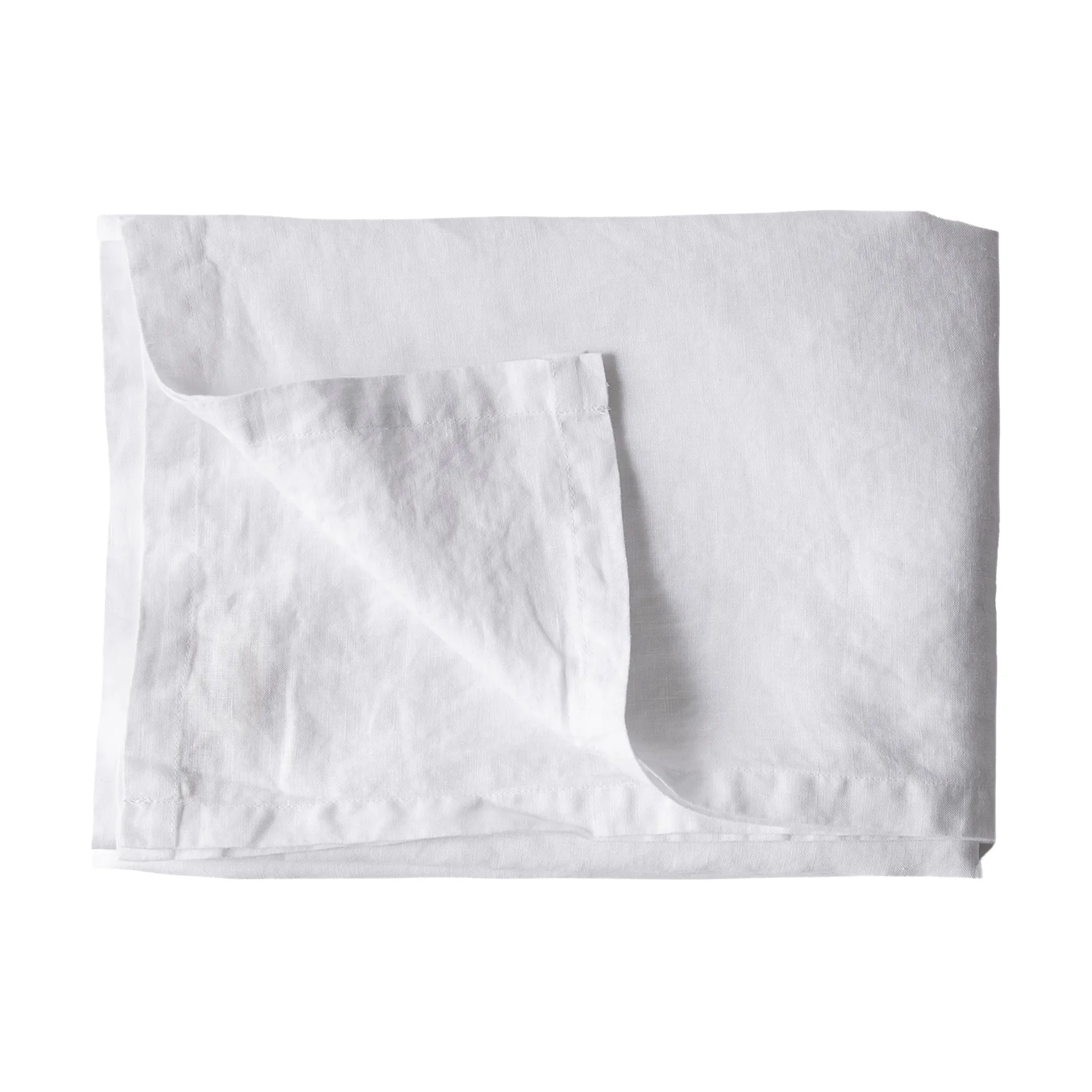 Tell Me More obrus lniany 145x330 cm, Wybielony na biało Tell Me More