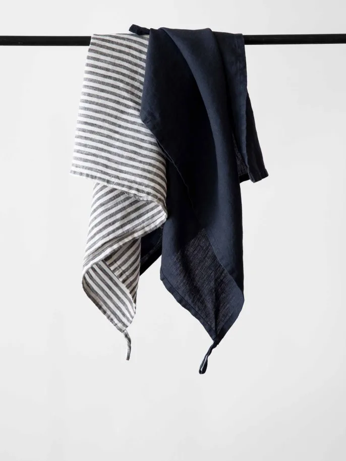 Tell Me More ręcznik kuchenny lniany 50x70 cm, Nocna niebieskość Tell Me More