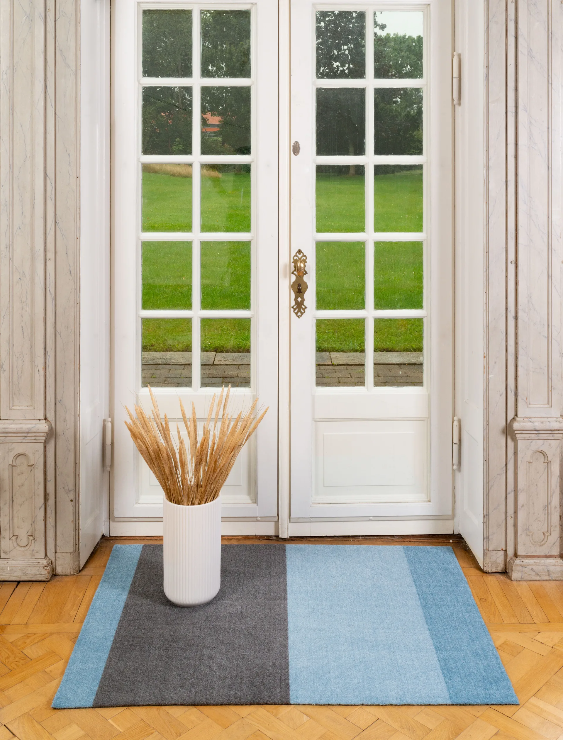 Chodnik Stripes pasy poziome, Blue-steel grey, 90x130 cm tica copenhagen