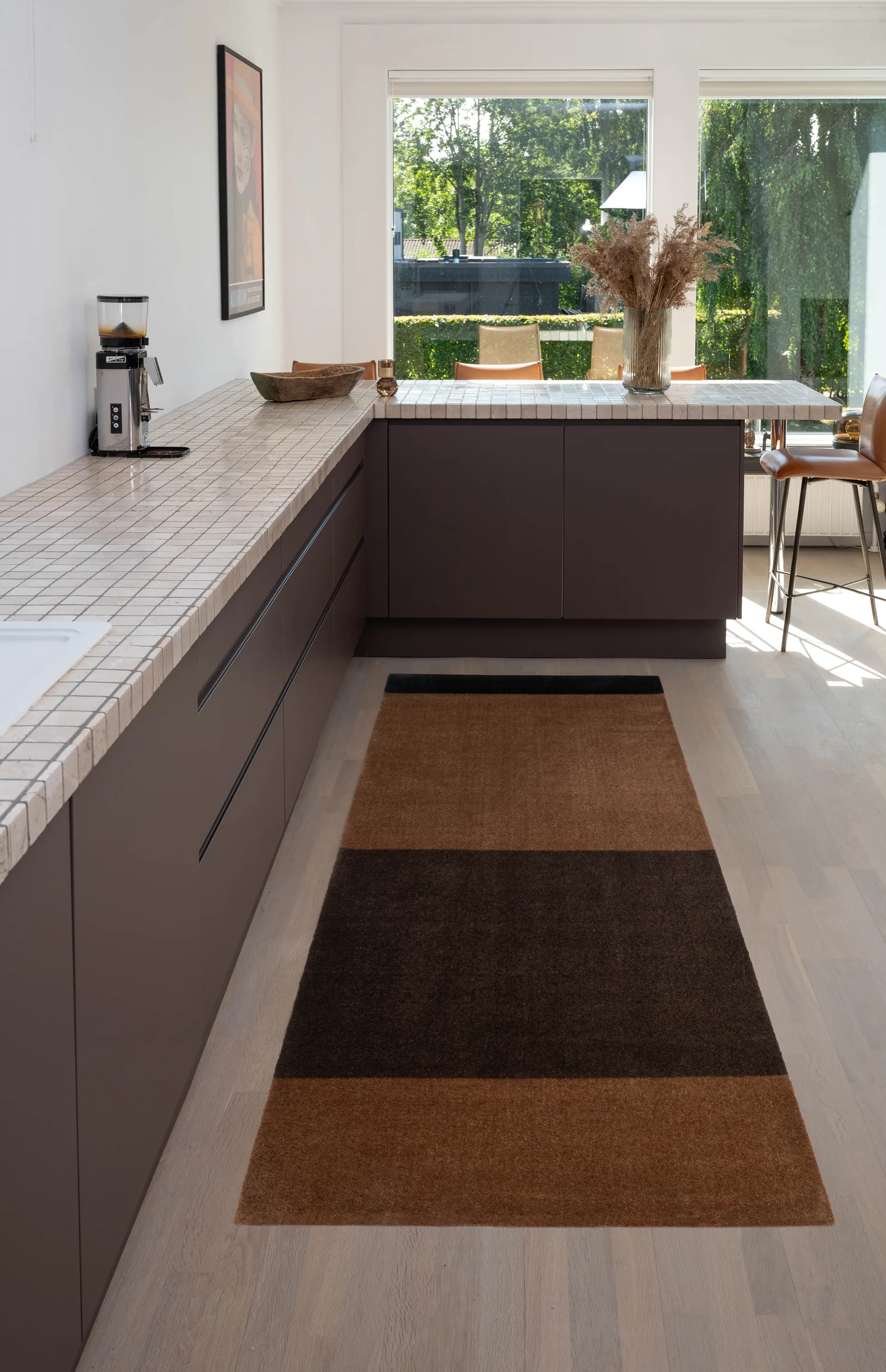 Chodnik Stripes pasy poziome, Cognac-dark brown-black, 90x200 cm tica copenhagen