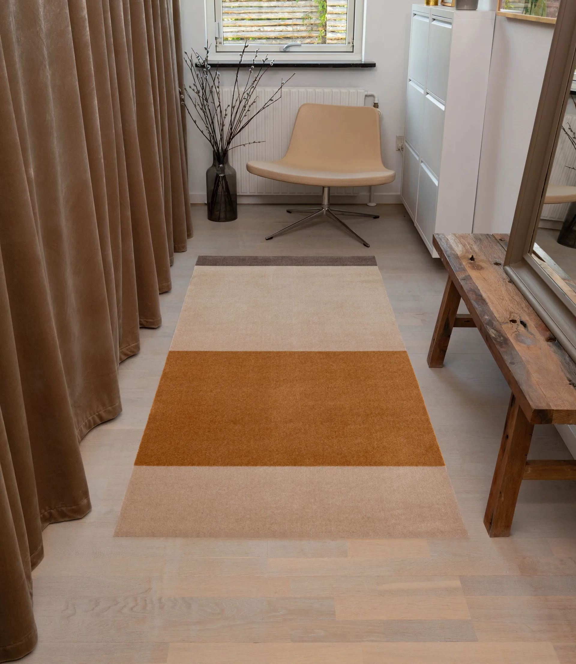 Chodnik Stripes pasy poziome, Ivory-dijon-brown, 90x200 cm tica copenhagen