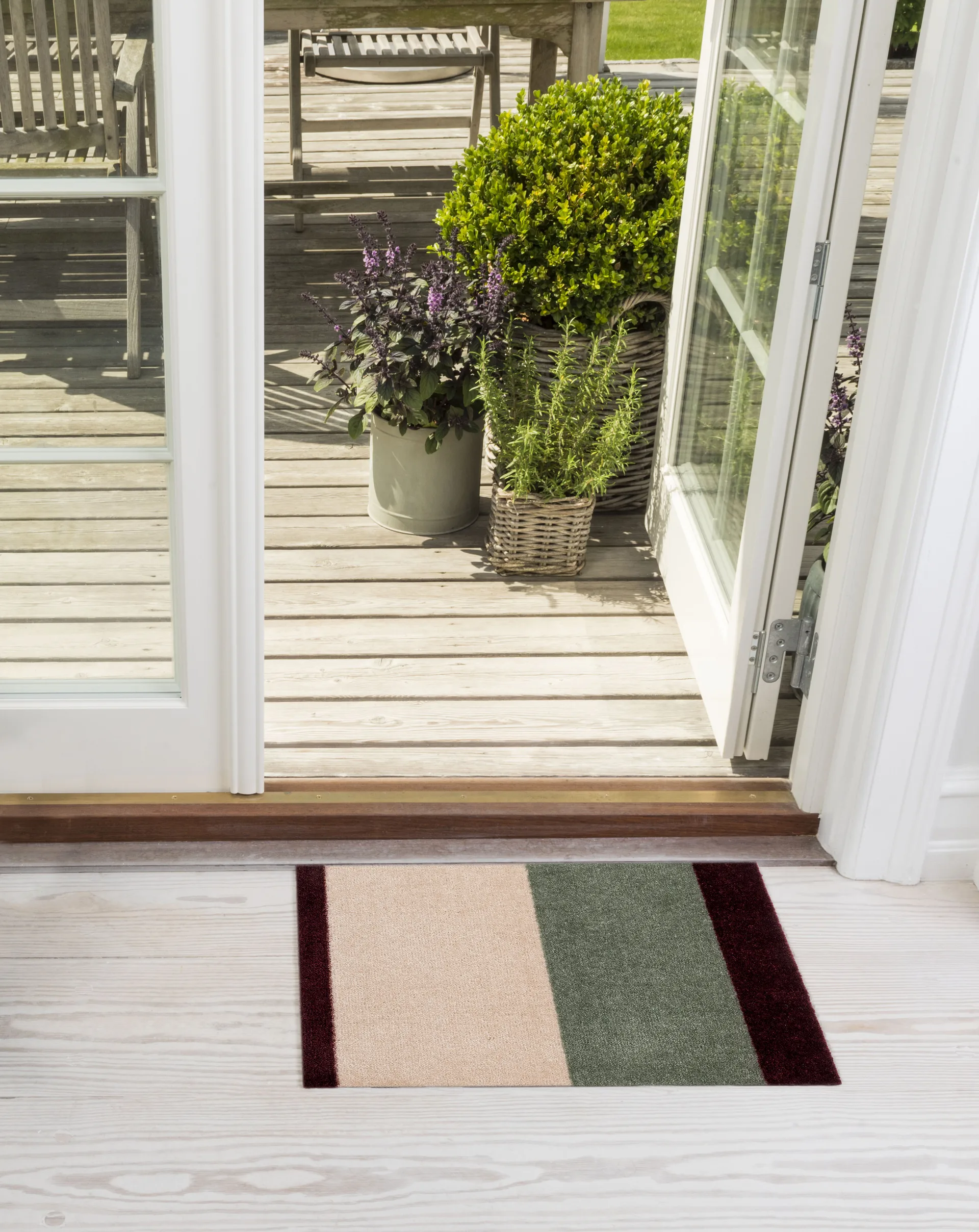 Wycieraczka Stripes pasy poziome, Green-ivory-bordeaux, 40x60 cm tica copenhagen