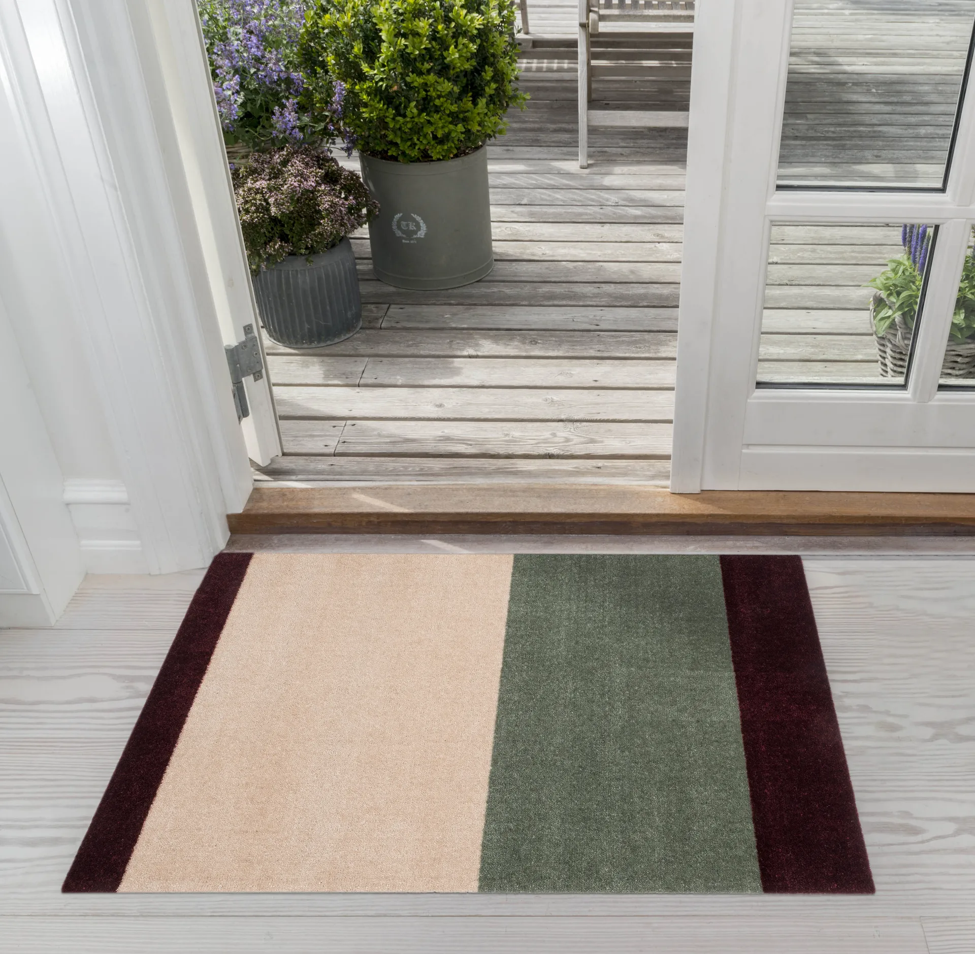Wycieraczka Stripes pasy poziome, Green-ivory-bordeaux, 60x90 cm tica copenhagen