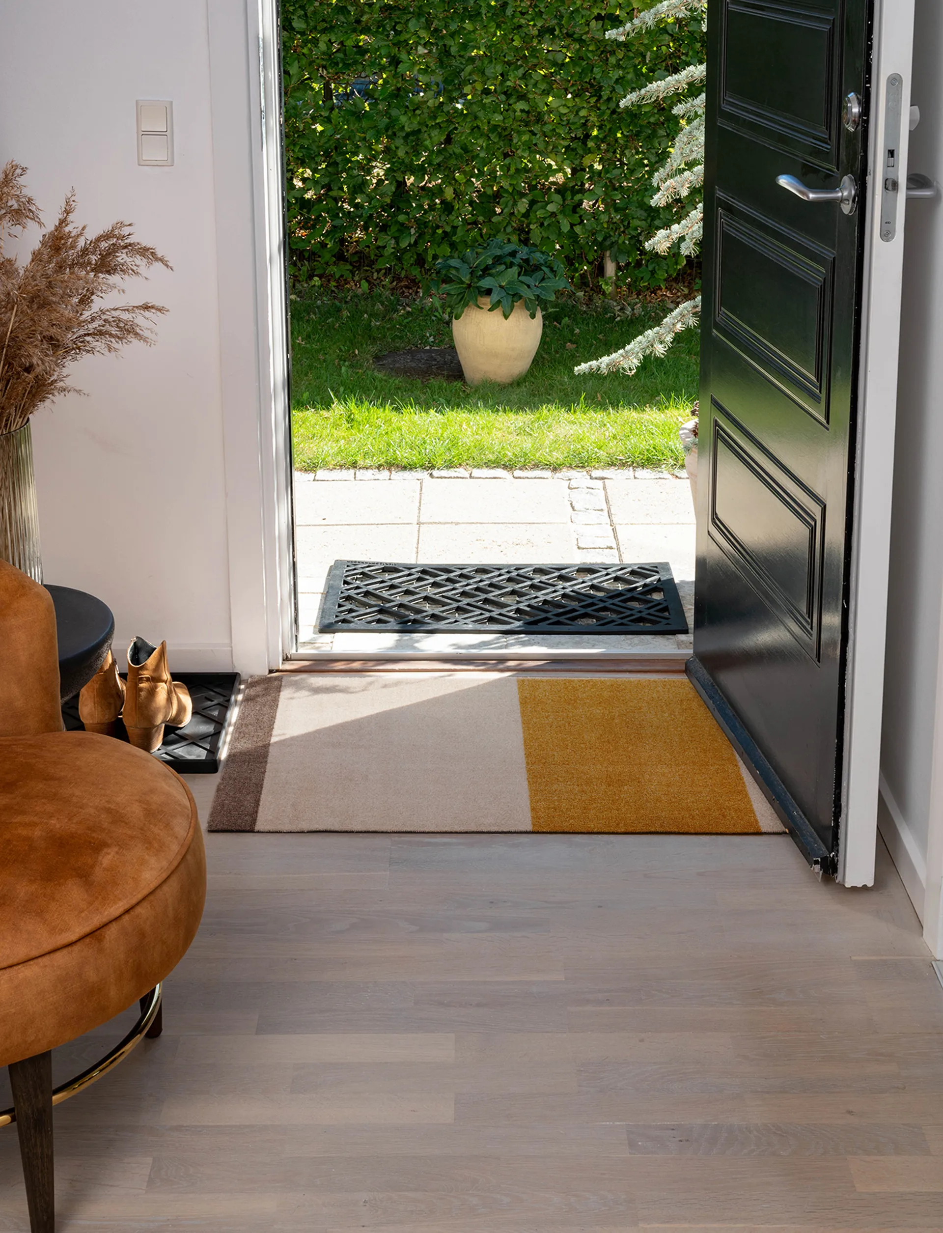 Wycieraczka Stripes pasy poziome, Ivory-dijon-brown, 60x90 cm tica copenhagen