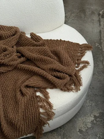 Koc bouclé Janzen - Solid natural brown, 130x170 cm - Tinted