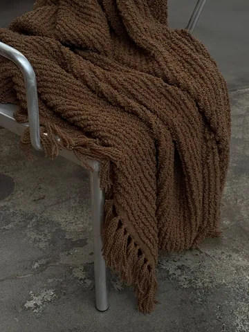 Koc bouclé Janzen - Solid natural brown, 130x170 cm - Tinted