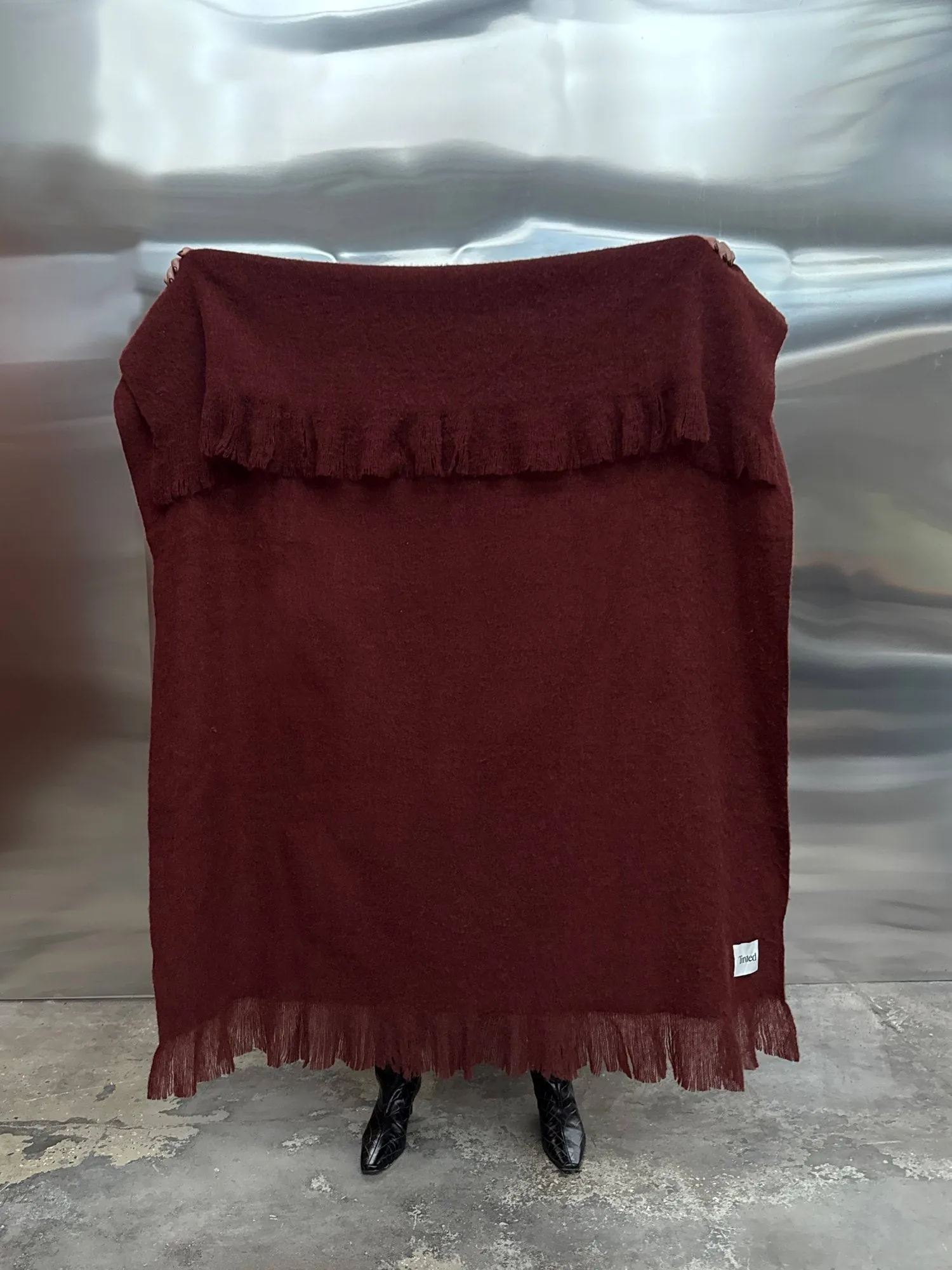 Koc wełniany Fingal, Solid wine red, 130x170 cm Tinted