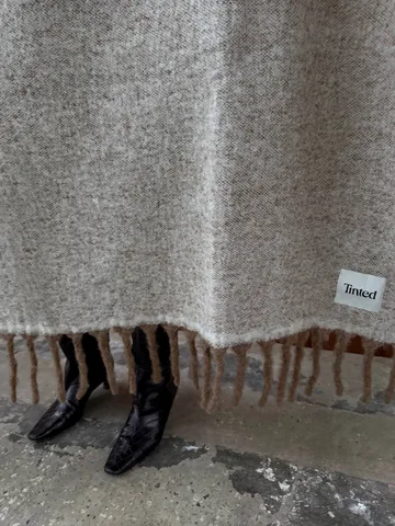Koc z moheru Fridh - Brown-off white, 130x170 cm - Tinted