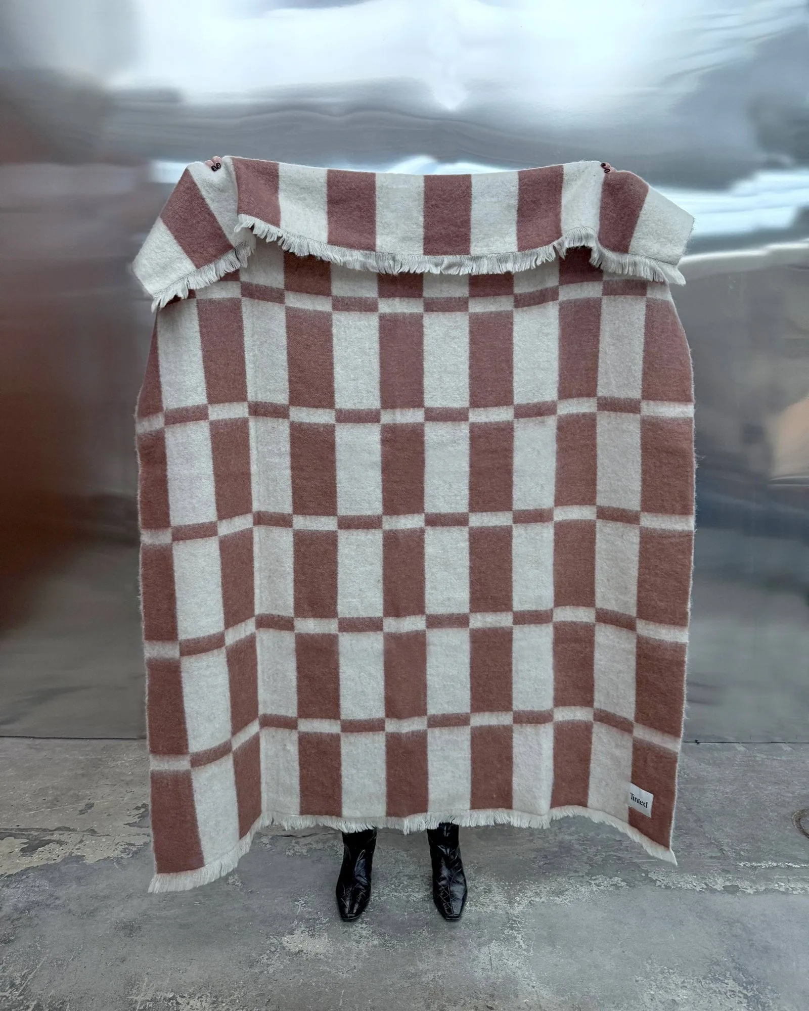 Koc z moheru Hallin, Off white-rust, 130x170 cm Tinted