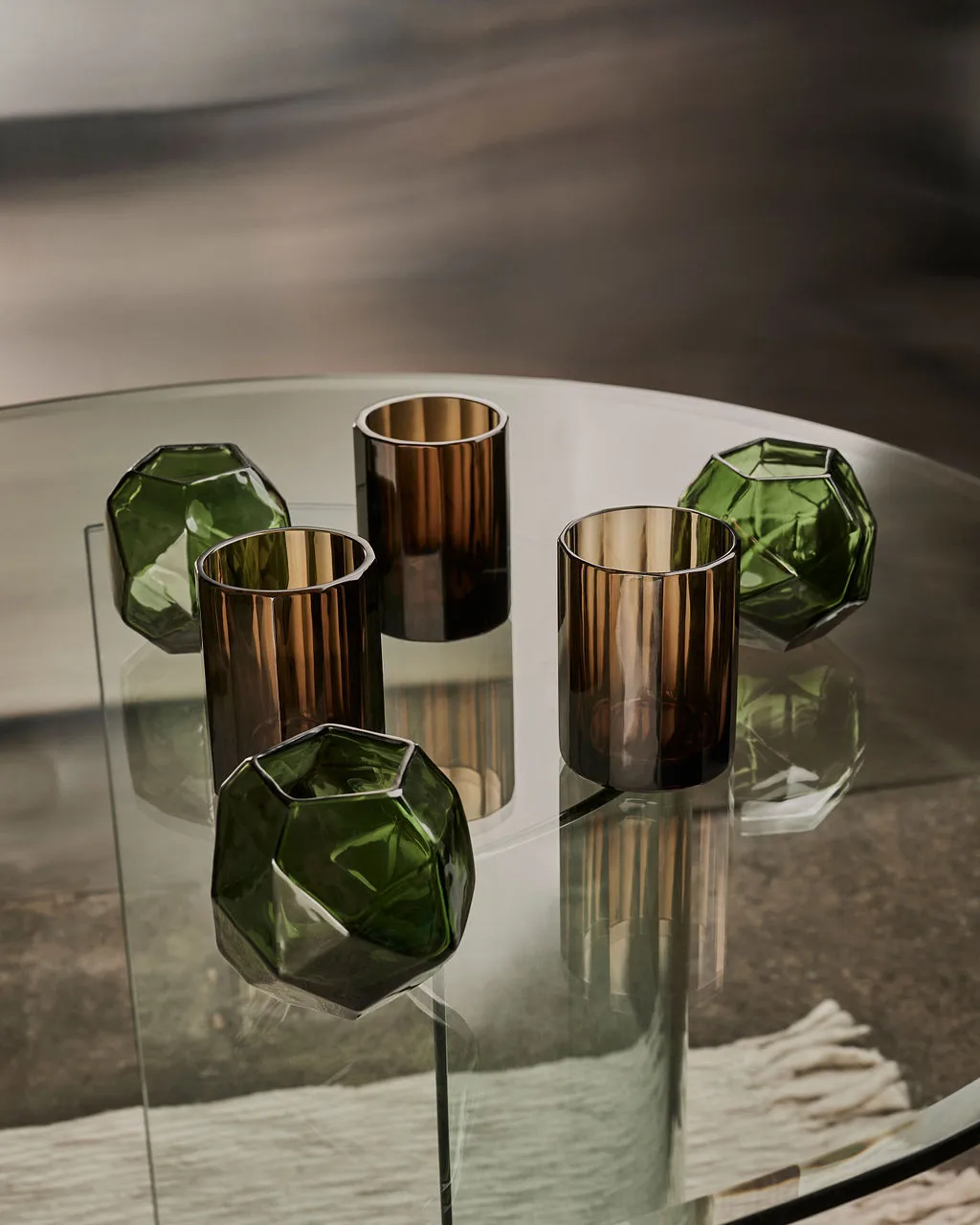 Lampion na świeczkę Aspelin Ø8x11 cm, Brown Tinted