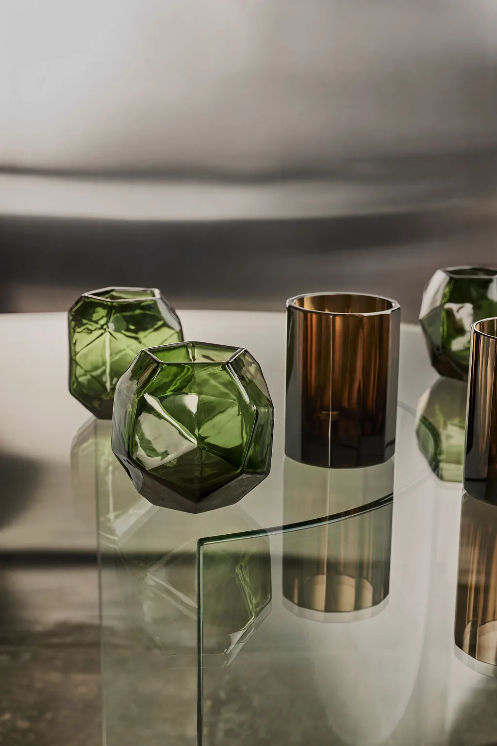 Lampion na świeczkę Bjork Ø9x10 cm, Green Tinted