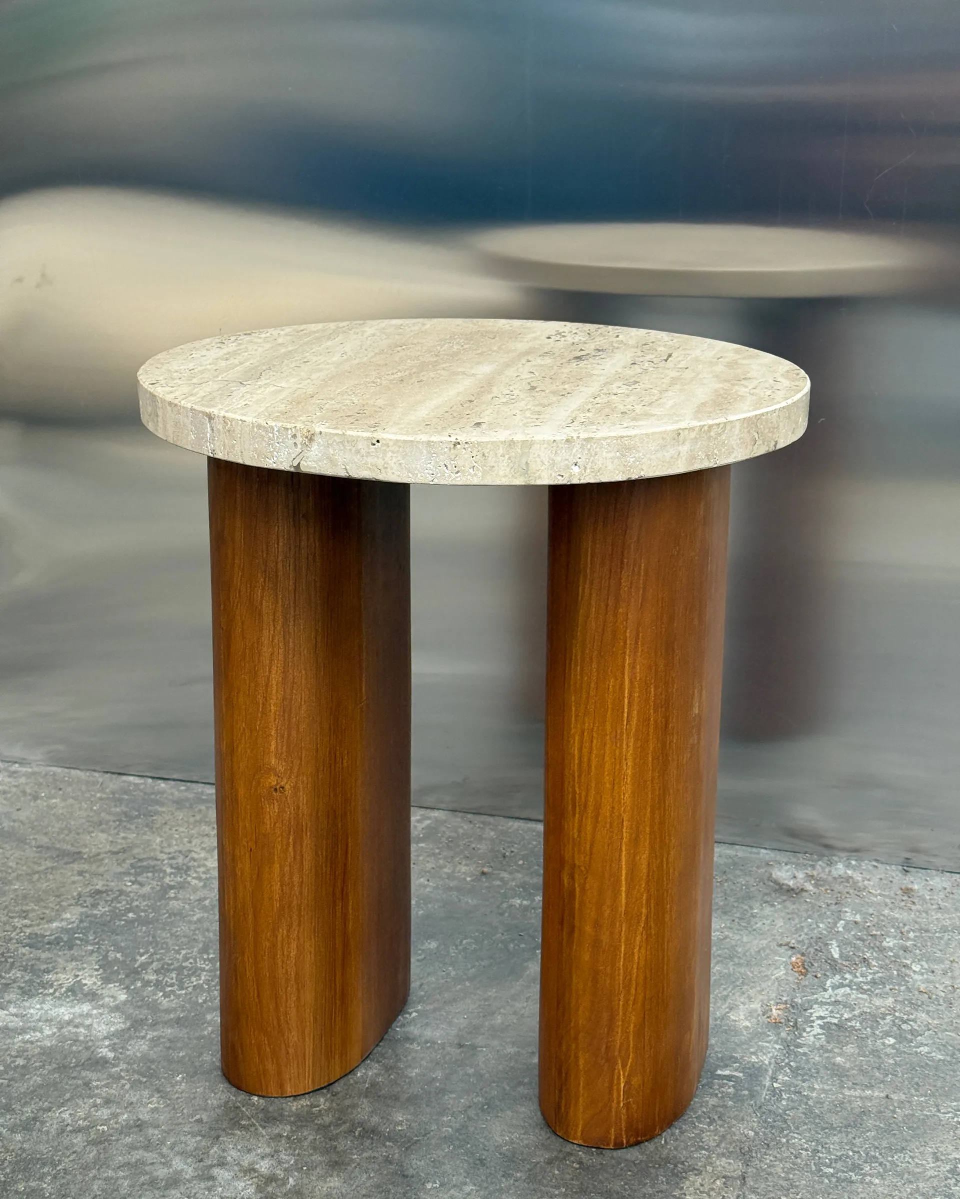 Stolik boczny Vikman, Dąb-beige travertin Tinted