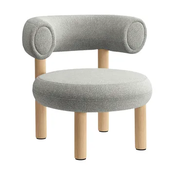 Fotel lounge Fat - Szczotkowane naturalne drewno i naturalna alpaka bouclé - Tom Dixon