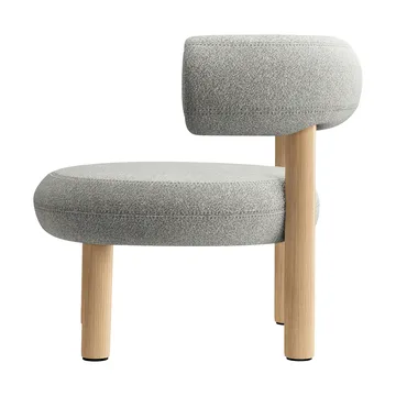 Fotel lounge Fat - Szczotkowane naturalne drewno i naturalna alpaka bouclé - Tom Dixon