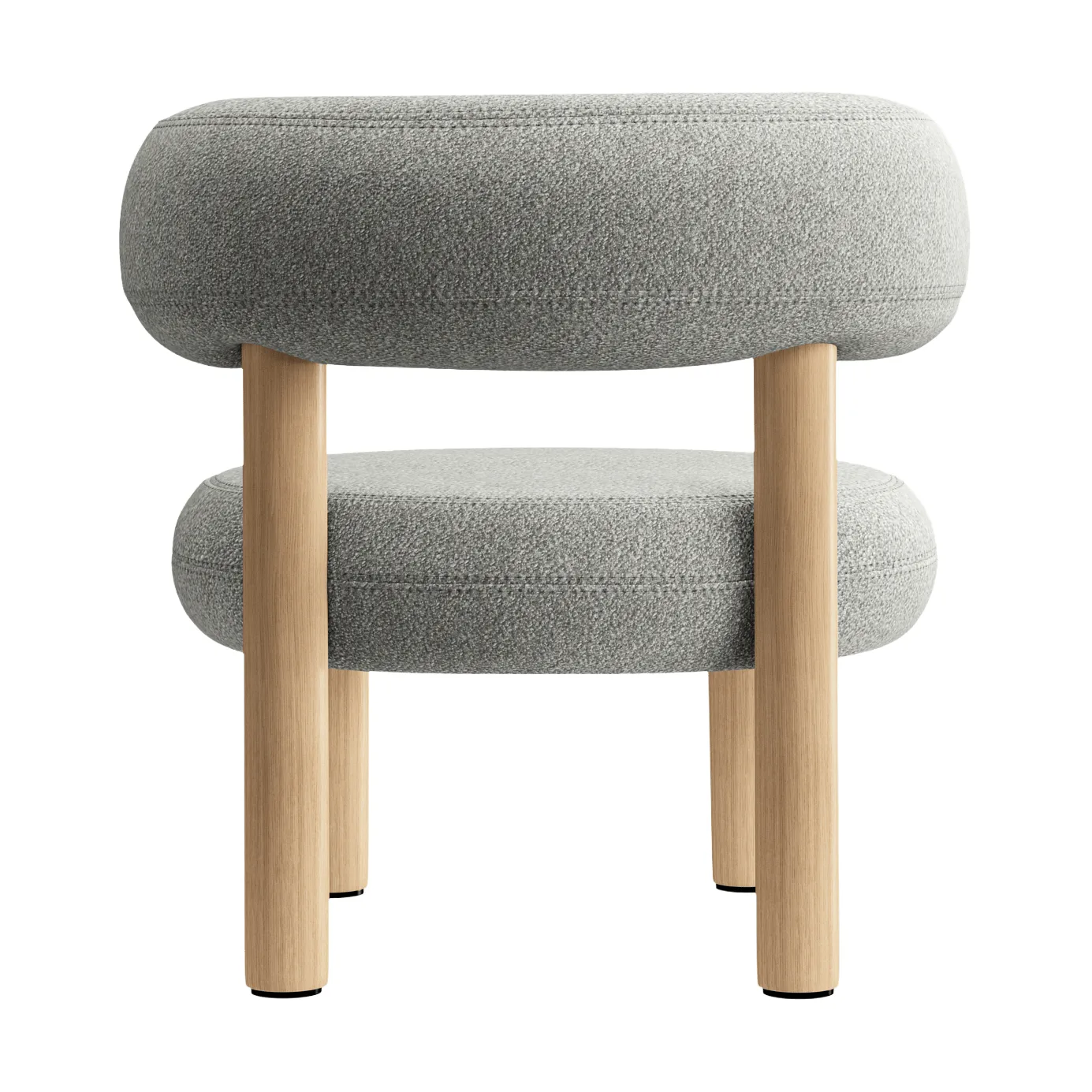 Fotel lounge Fat, Szczotkowane naturalne drewno i naturalna alpaka bouclé Tom Dixon