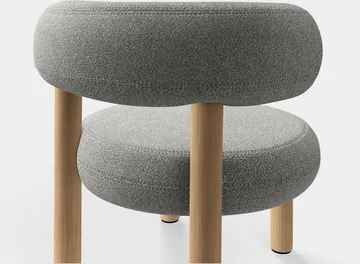 Fotel lounge Fat - Szczotkowane naturalne drewno i naturalna alpaka bouclé - Tom Dixon