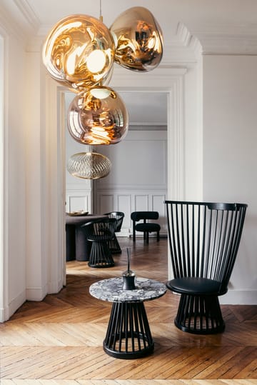 Fotel z tapicerowanym siedziskiem Fan - Czarny jesion-czarna skóra - Tom Dixon