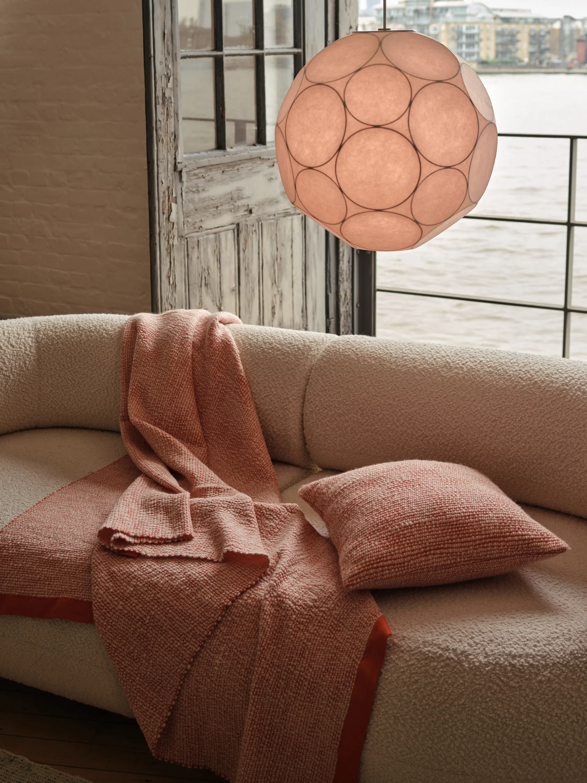 Koc Thread 140x180 cm, Orange & White Tom Dixon