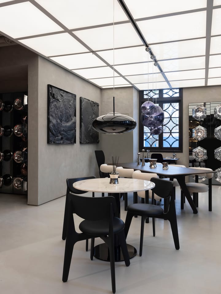Krzesło do jadalni z tapicerowanym siedzeniem Slab, Czarny dąb-czarna skóra Tom Dixon