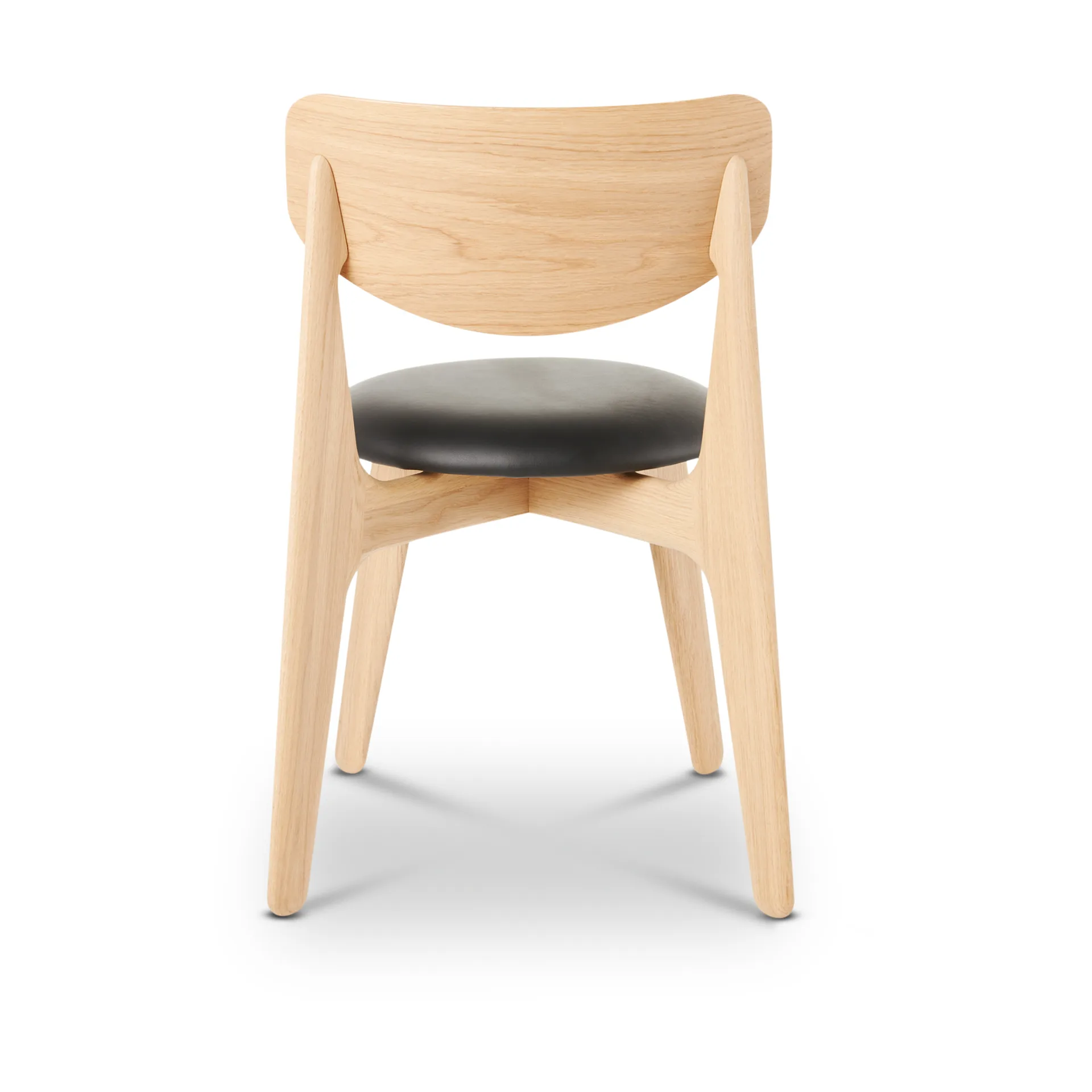 Krzesło do jadalni z tapicerowanym siedzeniem Slab, Naturalny dąb-czarna skóra Tom Dixon