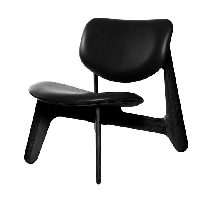 Krzesło lounge tapicerowane siedzisko Slab - Czarny jesion-czarna skóra - Tom Dixon