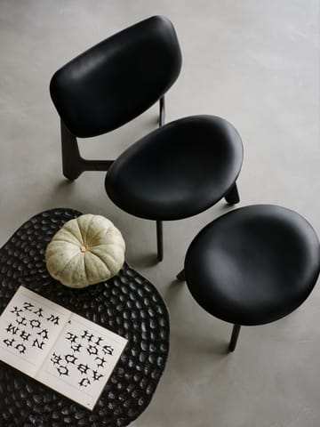 Krzesło lounge tapicerowane siedzisko Slab - Czarny jesion-czarna skóra - Tom Dixon