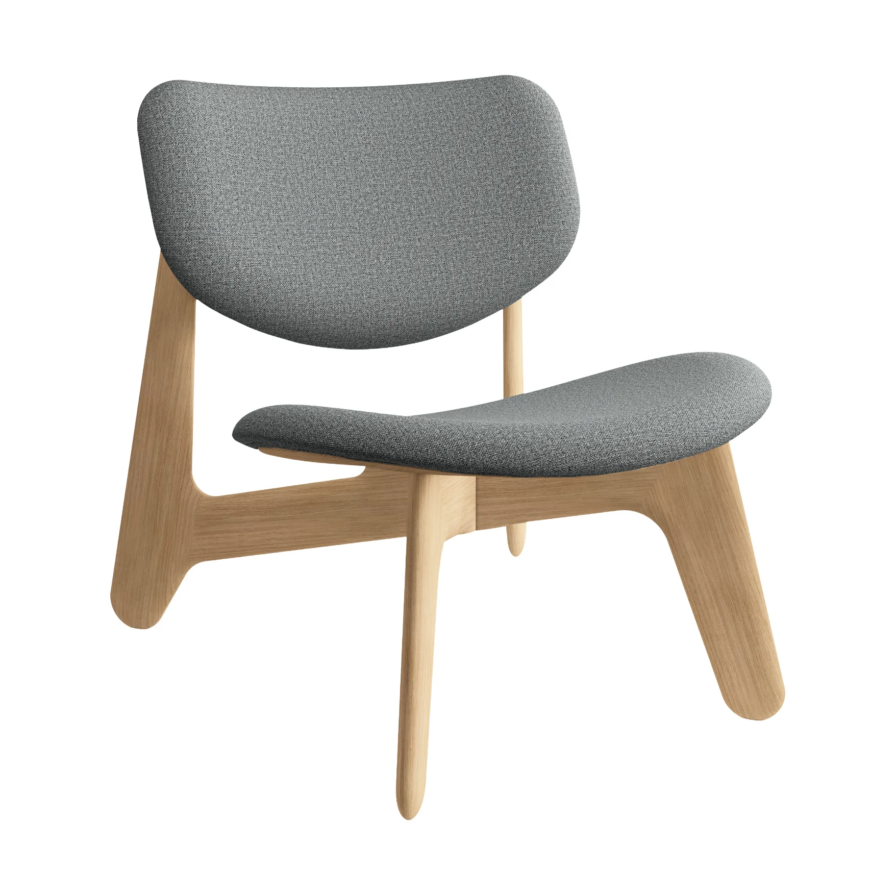 Krzesło lounge tapicerowane siedzisko Slab, Natural brushed oak-Hallingdal 0130 mid grey Tom Dixon