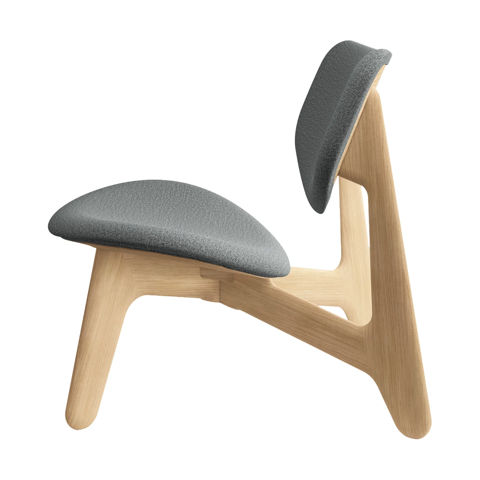 Krzesło lounge tapicerowane siedzisko Slab, Natural brushed oak-Hallingdal 0130 mid grey Tom Dixon
