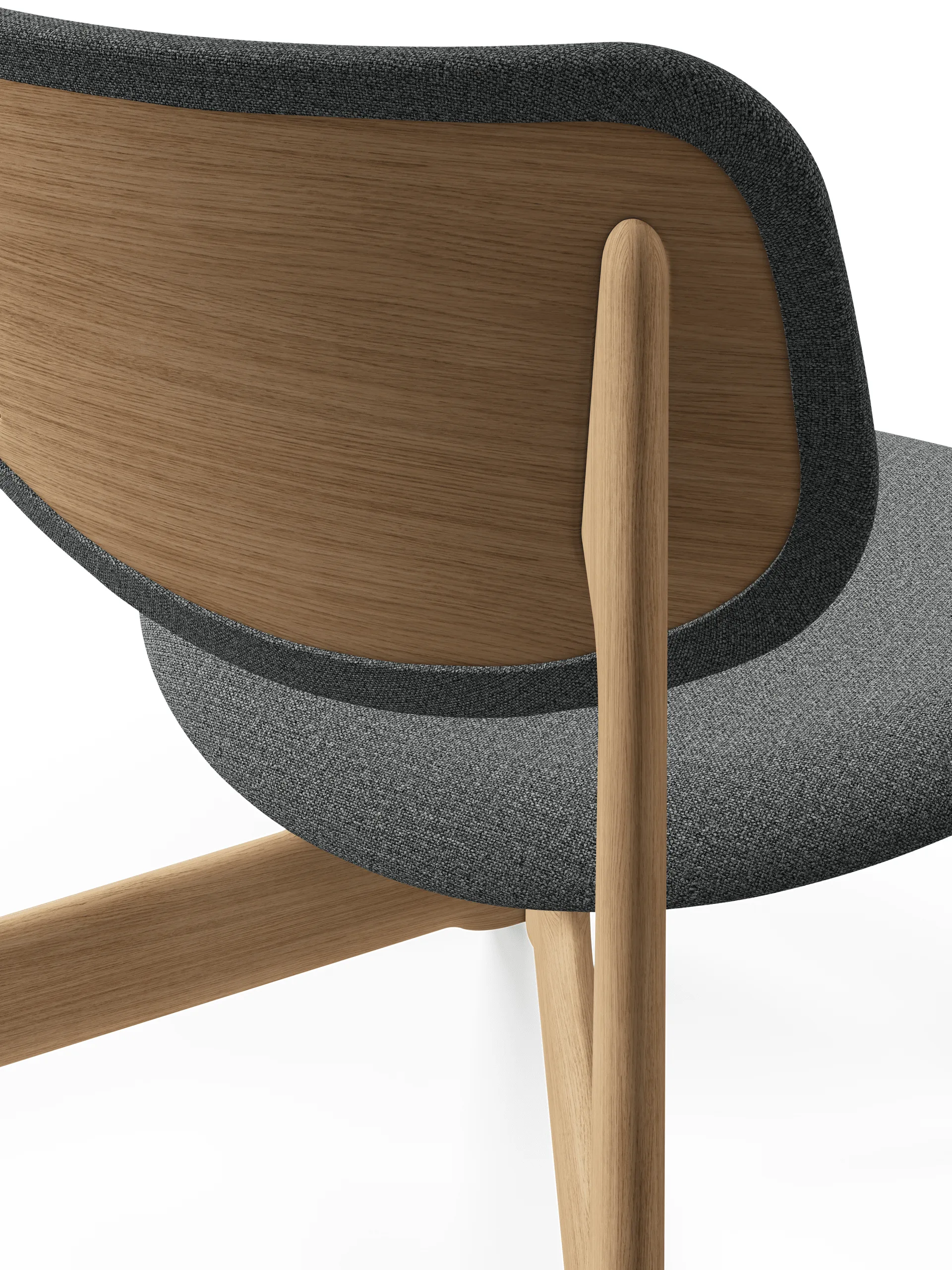 Krzesło lounge tapicerowane siedzisko Slab, Natural brushed oak-Hallingdal 0130 mid grey Tom Dixon