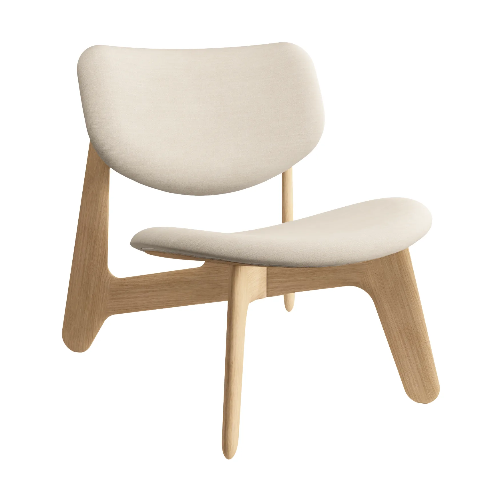 Krzesło lounge tapicerowane siedzisko Slab, Natural brushed oak-Linara 05 CMHR Cream Tom Dixon