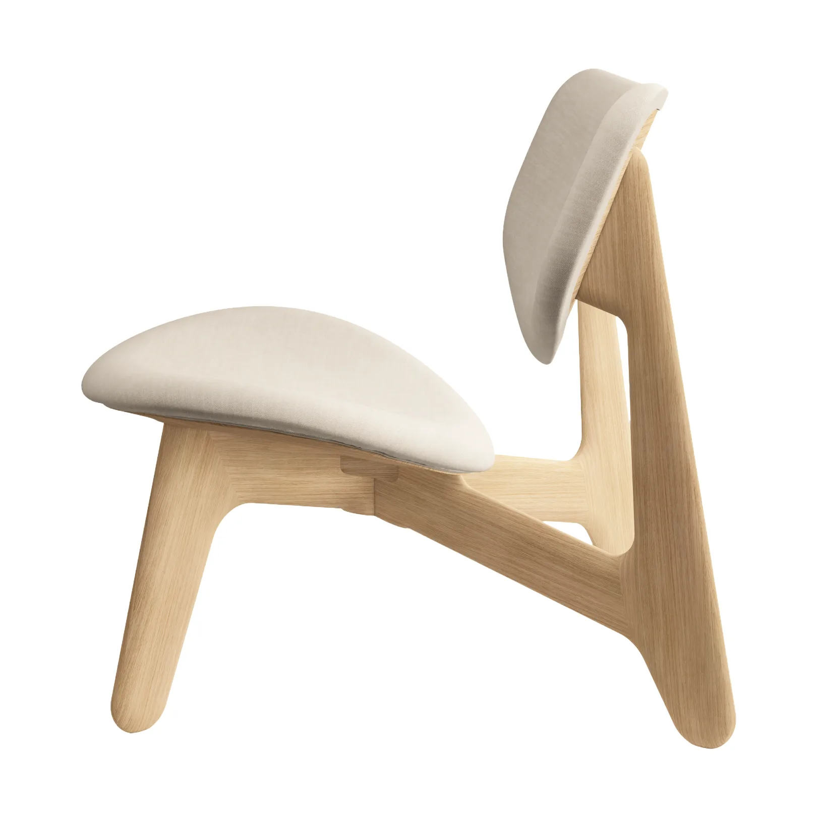 Krzesło lounge tapicerowane siedzisko Slab, Natural brushed oak-Linara 05 CMHR Cream Tom Dixon