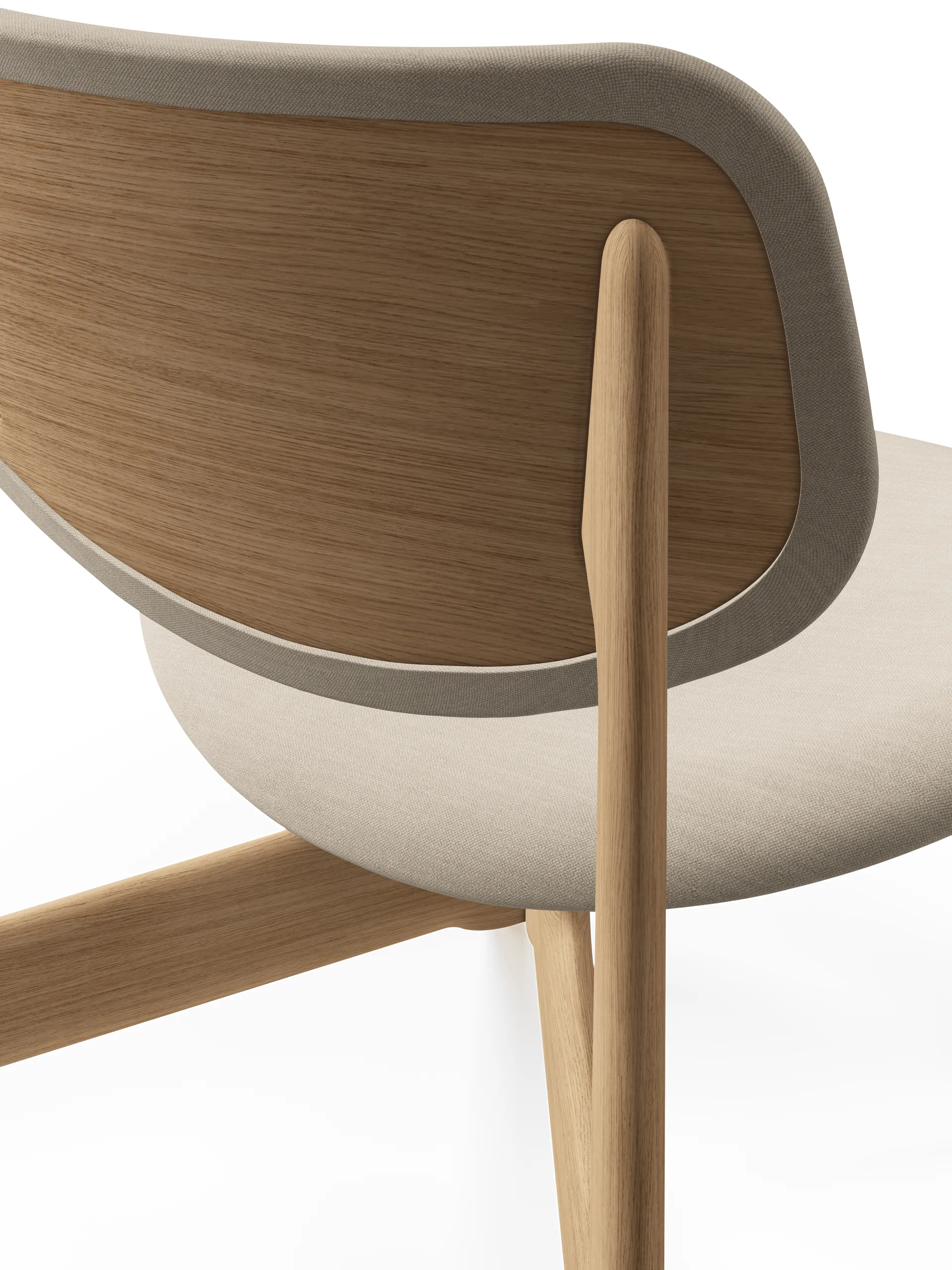 Krzesło lounge tapicerowane siedzisko Slab, Natural brushed oak-Linara 05 CMHR Cream Tom Dixon
