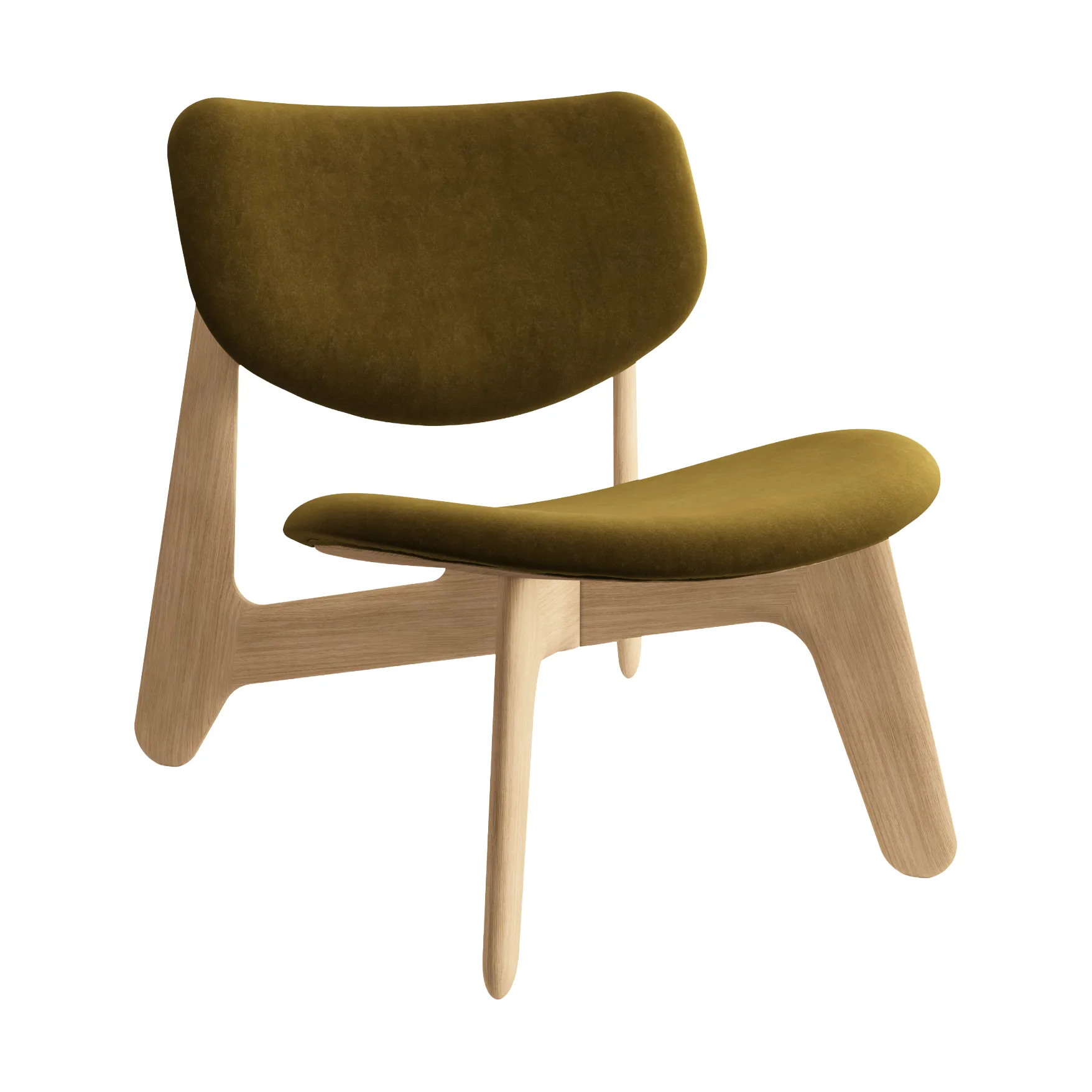 Krzesło lounge tapicerowane siedzisko Slab, Natural brushed oak-Royal 0162 CMHR Khaki Tom Dixon