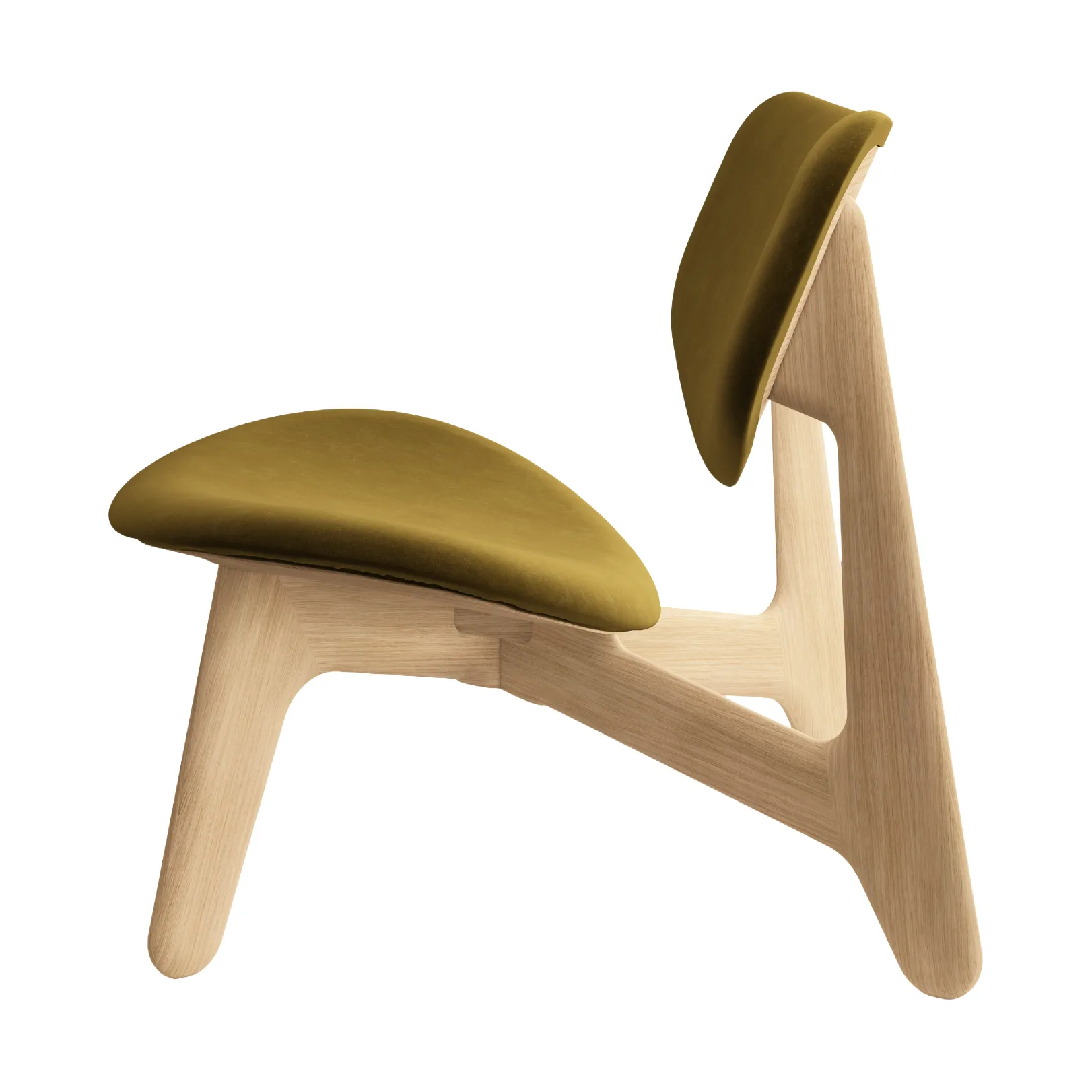 Krzesło lounge tapicerowane siedzisko Slab, Natural brushed oak-Royal 0162 CMHR Khaki Tom Dixon