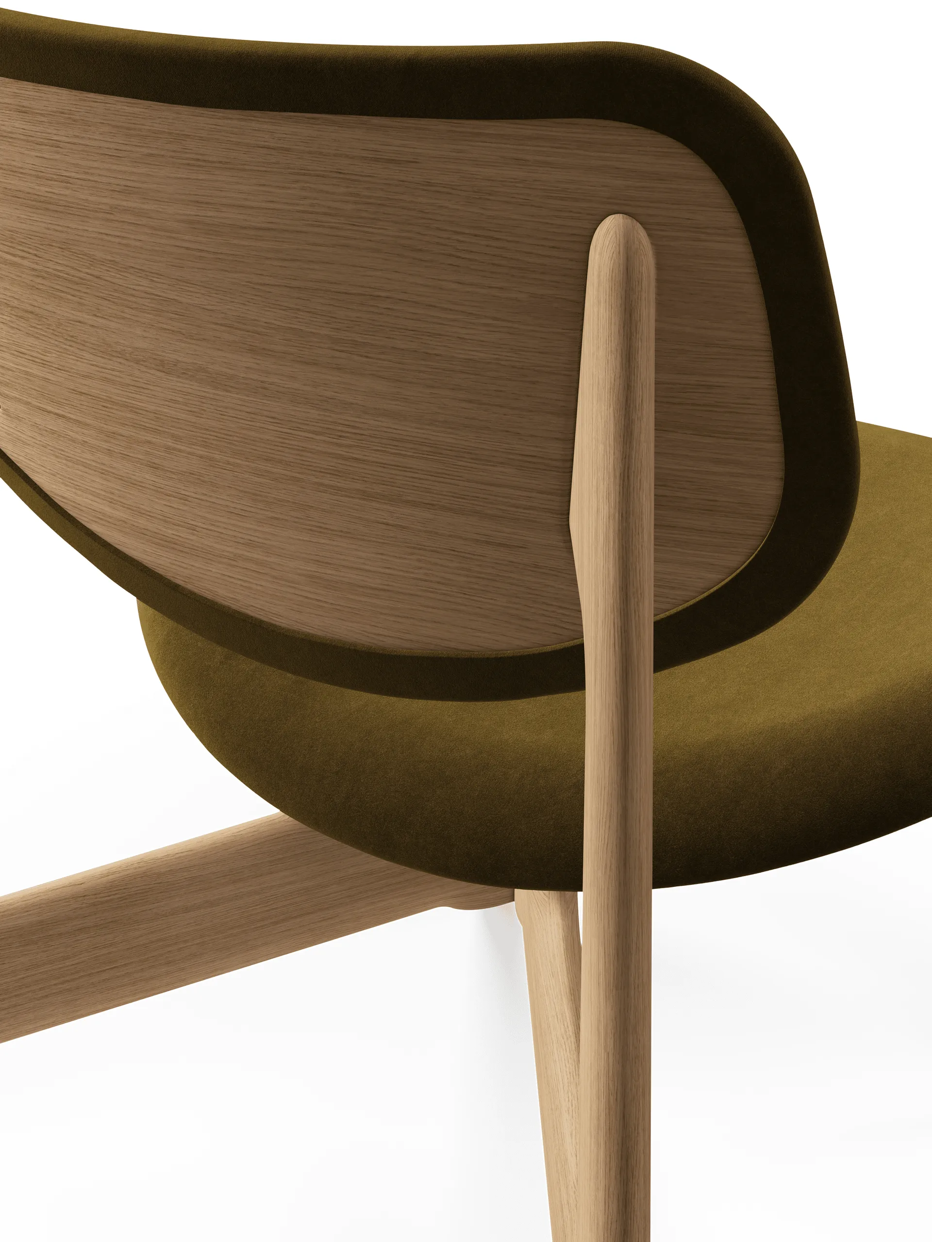 Krzesło lounge tapicerowane siedzisko Slab, Natural brushed oak-Royal 0162 CMHR Khaki Tom Dixon