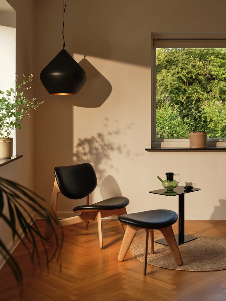 Krzesło lounge tapicerowane siedzisko Slab, Naturalny dąb-czarna skóra Tom Dixon